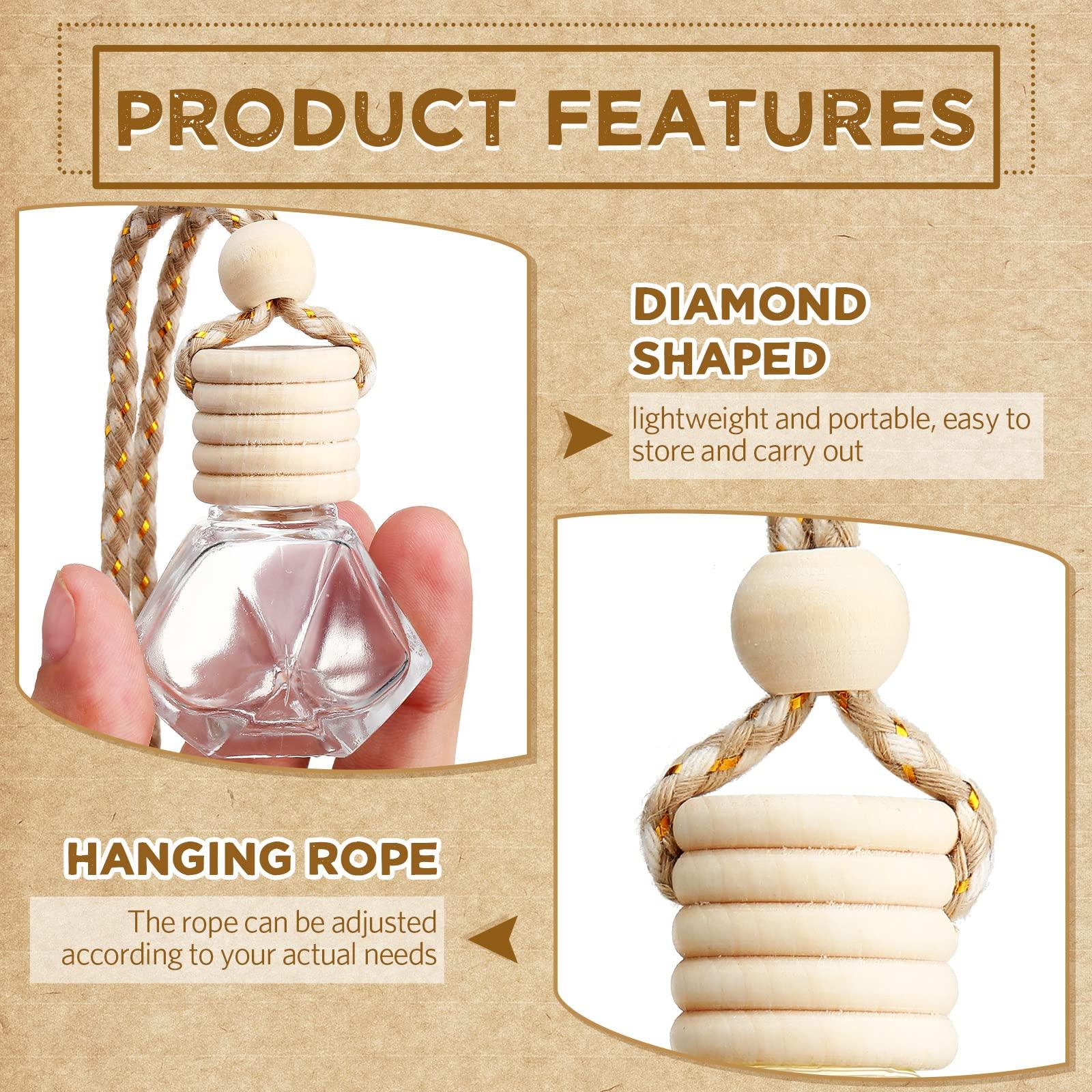 BBTO 50 Pcs Hanging Car Air Freshener Car Diffuser Bottles Empty Glass Perfume Bottle Freshener Diffuser Bottle Pendant for Essential Oil Fragrance Aromatherapy Bottle Ornament(Rhombus) - Image 5