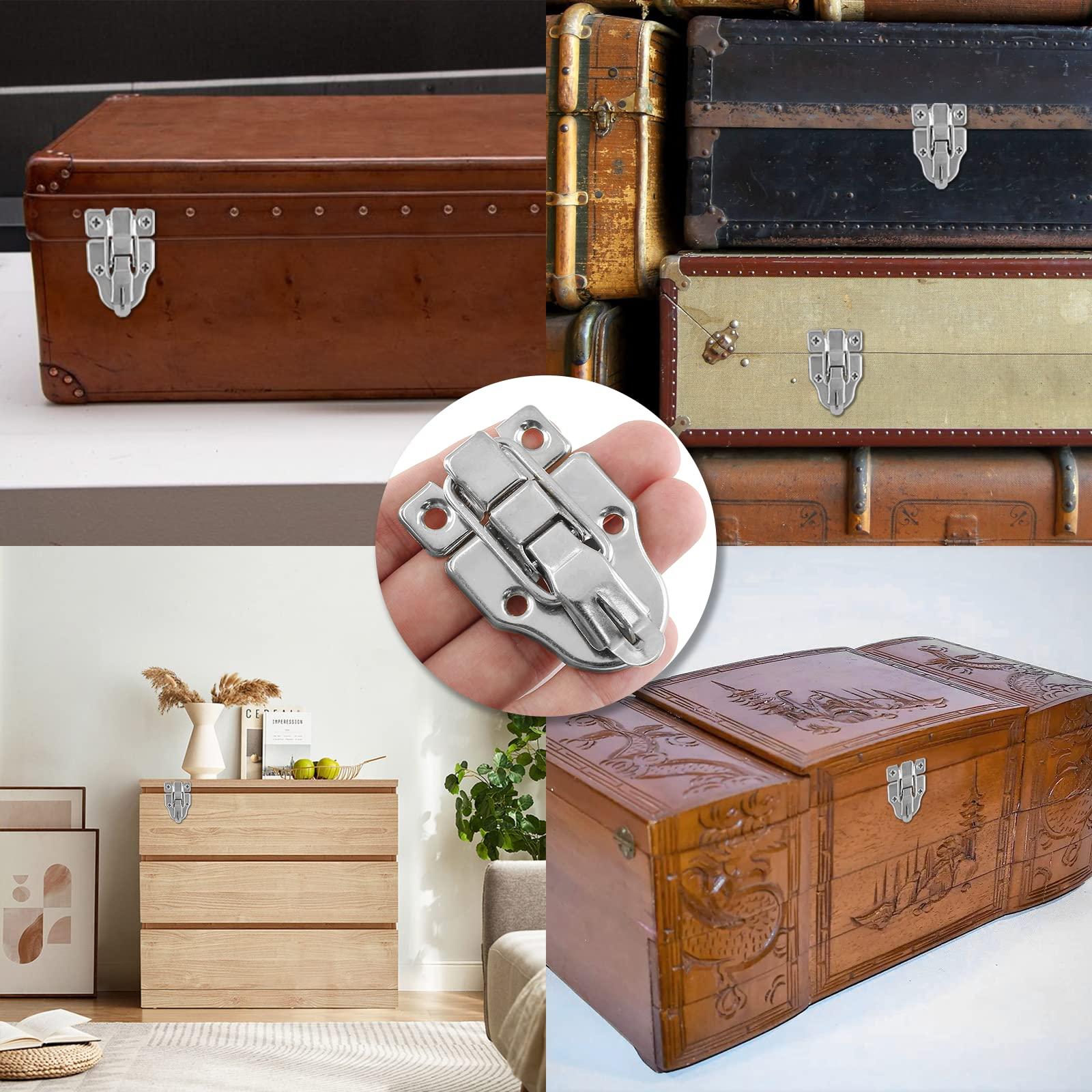 Zorfeter 8Pcs Modern Silver Style Duckbilled Hasp Clasp Latch Lock Box Toggle Latch with Padlock Hole for Jewelry Box Cabinet Toolbox Vintage Suitcases (with Screws) - Image 7