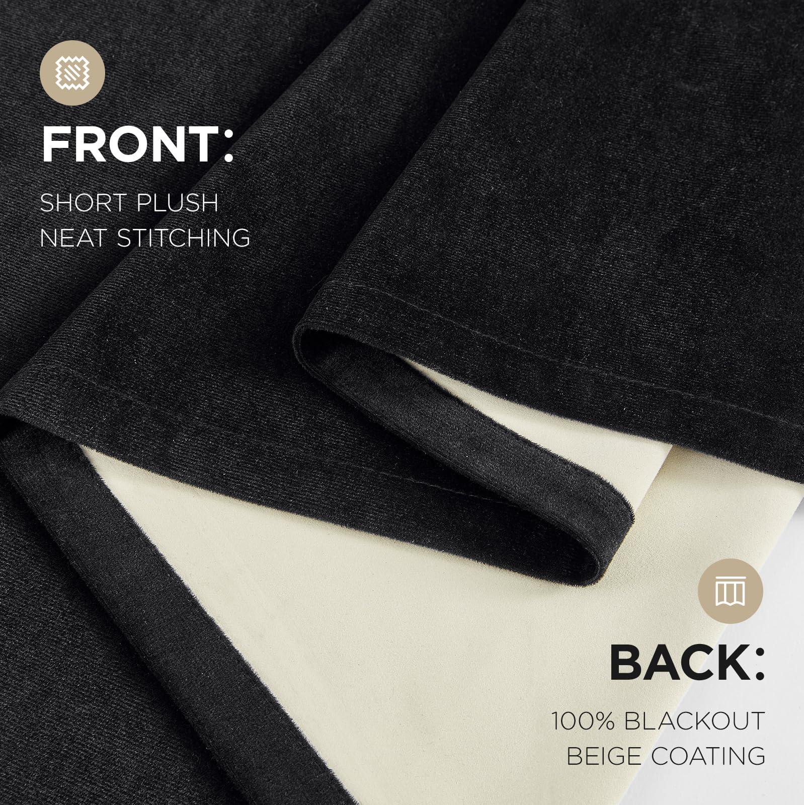 Joydeco Black 100% Blackout Curtains 84 Inch 2 Panels, Luxury Thermal Insulated Black Velvet Curtains for Bedroom Living Room, Soundproof Blackout Window Drapes, Rod Pocket & Back Tab (52W x 84L) - Image 9