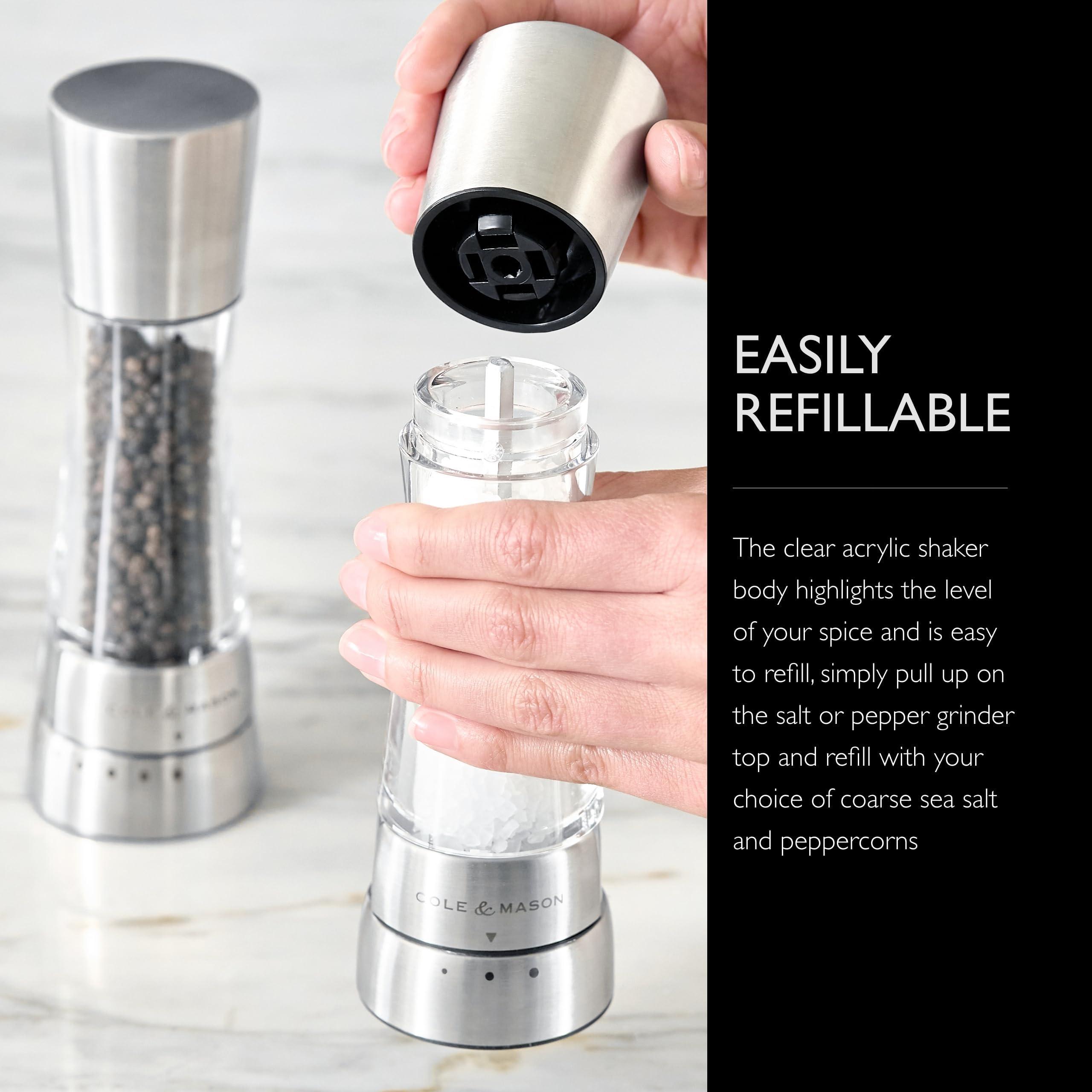 Cole & Mason Derwent Grinder Set - Precision Mechanisms and Sea Salt and Peppercorns - Derwent Salt and Pepper, Stainless Steel - Image 5