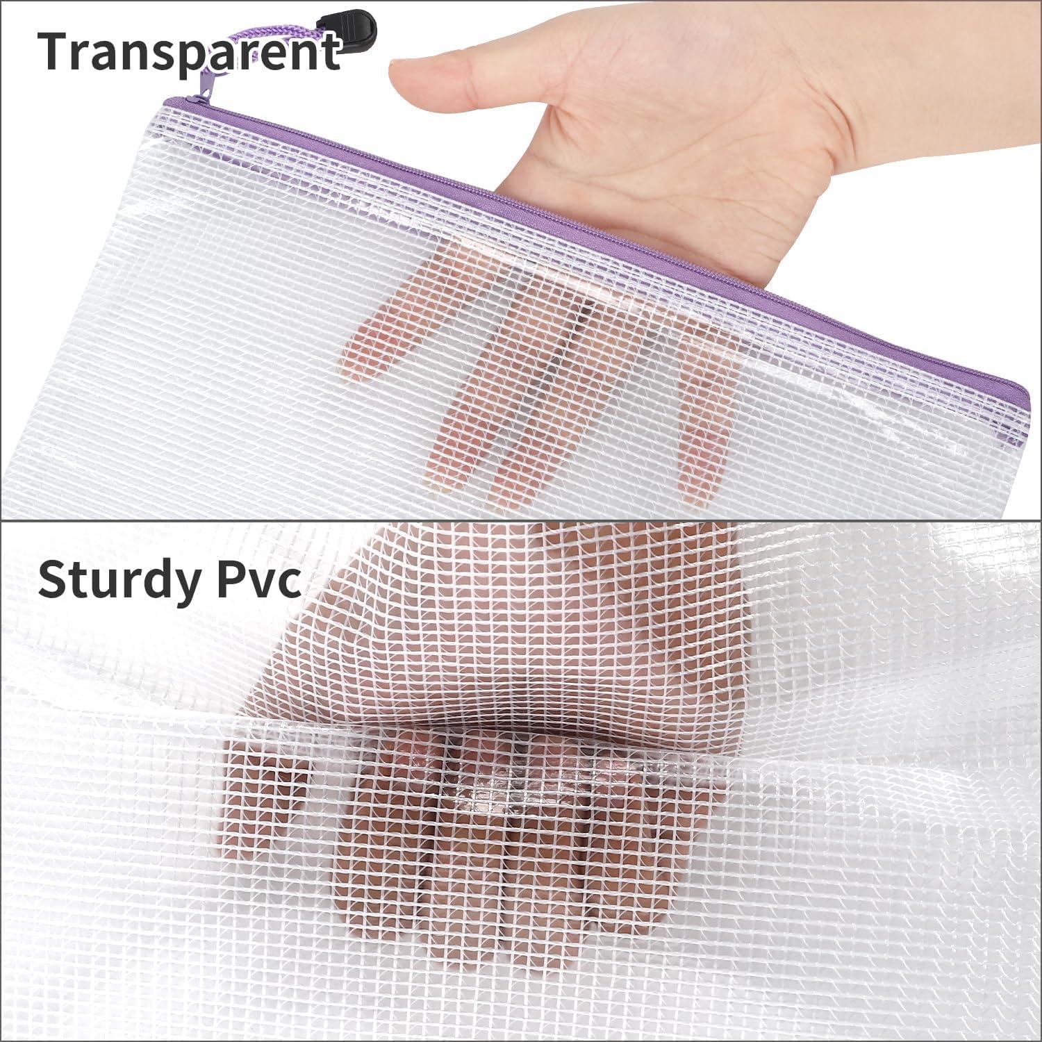 EOOUT 30pcs Mesh Zipper Pouch Bags, 8 Sizes Plastic Bags, 8 Colors Waterproof Pouches with slide fastener for Organization, Multipurpose for Travel, School Supplies, Office and Home Organization - Image 4