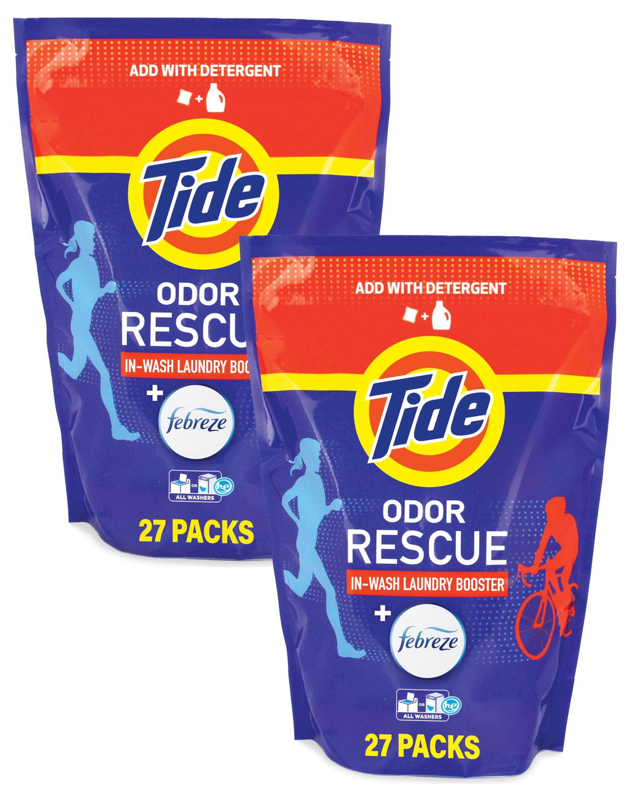 Tide Odor Rescue, In Wash Odor Eliminator, Scent Booster, Removes Odors in a Single Wash, 27 Count (Pack of 1)