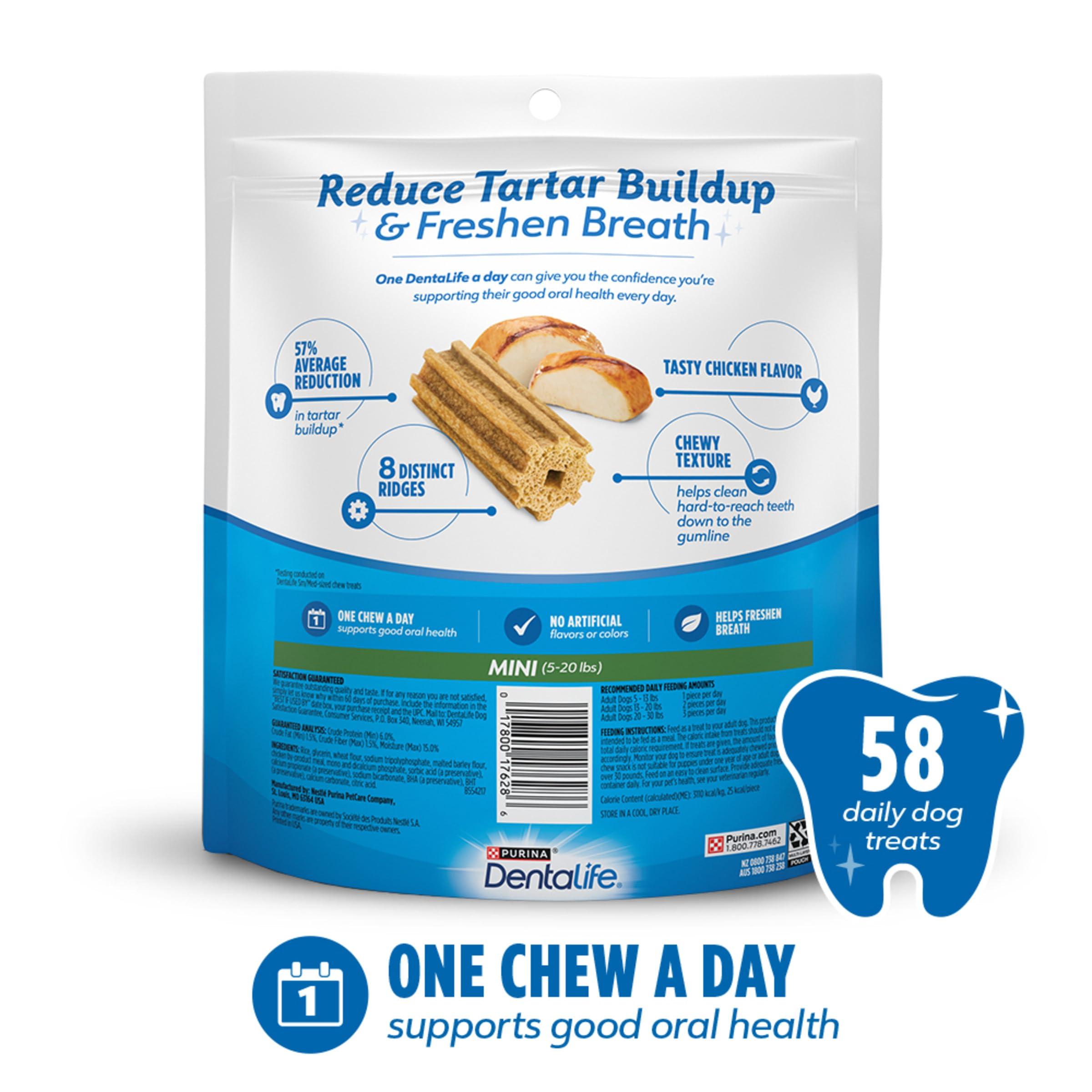 DentaLife Daily Oral Care Dog Treats for Small Dogs 5-20 lbs., Chewy Dental Treat to Freshen Breath and Fight Tartar, Chicken Flavor, 17.1 oz., 58 Chews - 58 ct. Pouch - Image 6