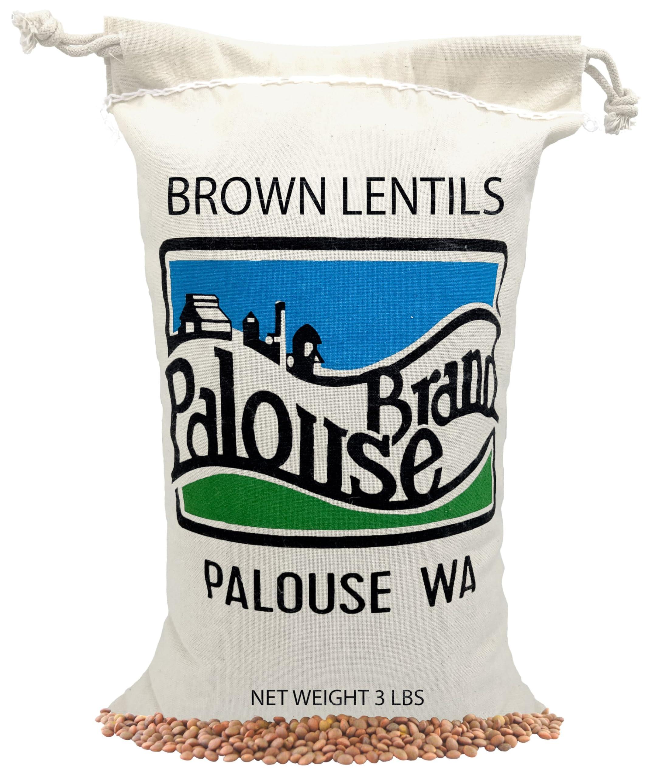 Certified Glyphosate Residue Free Brown Lentils | 3 LBS Plastic Free Packaging | Family Farmed in Washington State | Non-GMO | 100% Non-Irradiated | Kosher | Field Traced | Cotton Bag