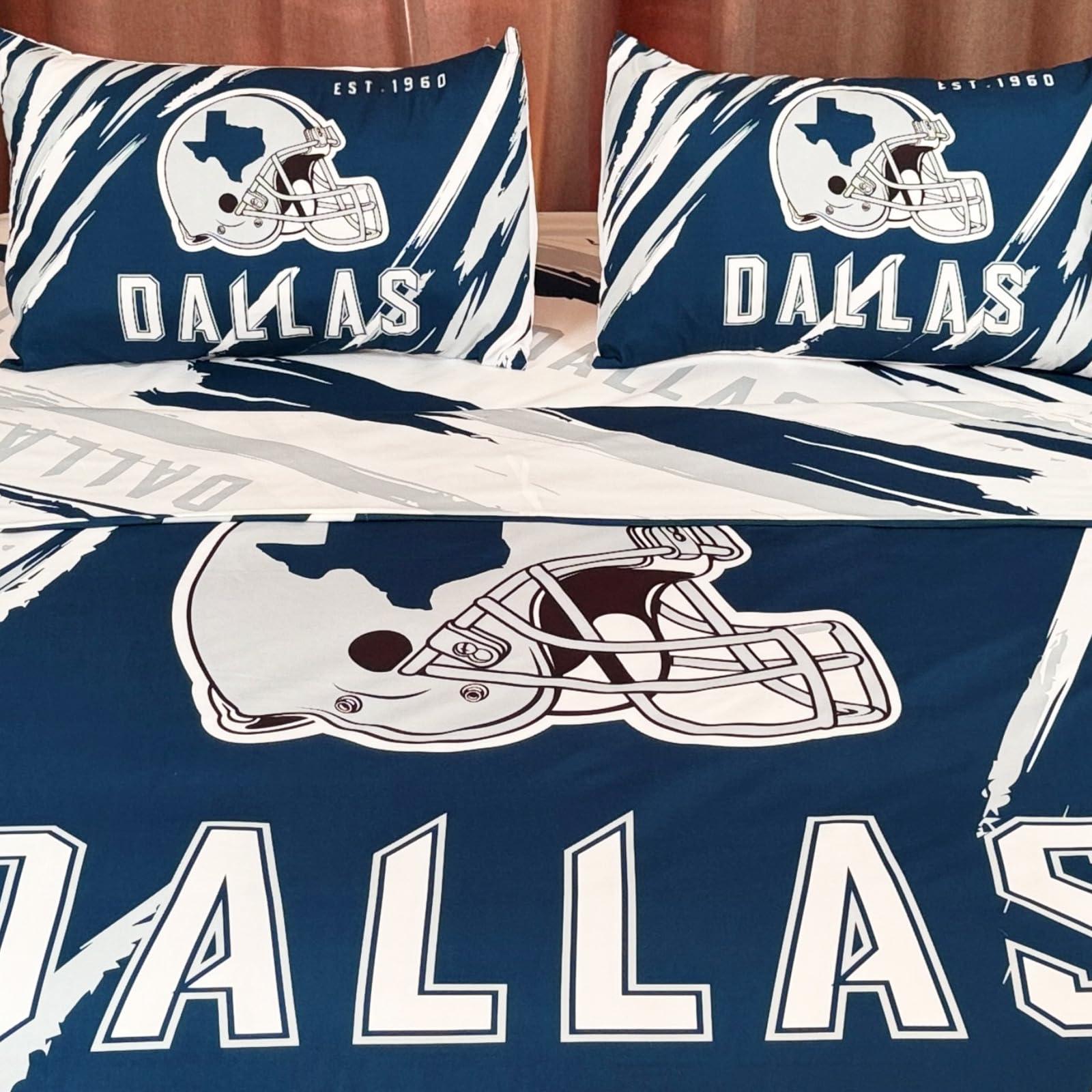 NINEBLITZ Dallas Bedding Football Comforter Set Twin 4 Pieces with 1 Duvet Cover Twin Size, 1 Flat Sheet, and 2 Pillowcases Teenage Sports Bedding for Boys Bedroom - Image 5