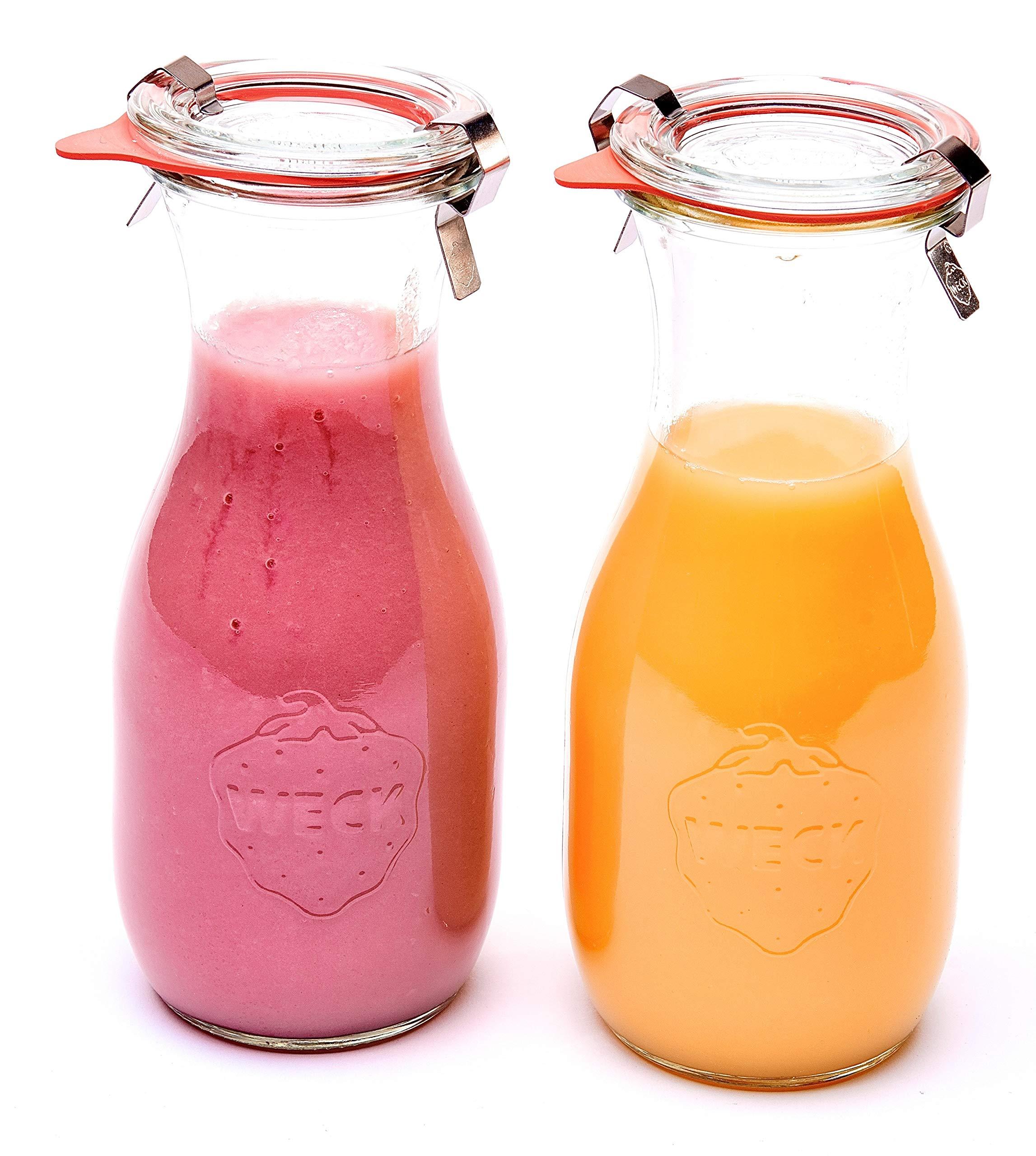 Weck Juice Jar - (2) 764 1/2-Liter jar with Rubber Rings, Steel Clamps, Glass Lids, & Keep Fresh Lids - Image 3