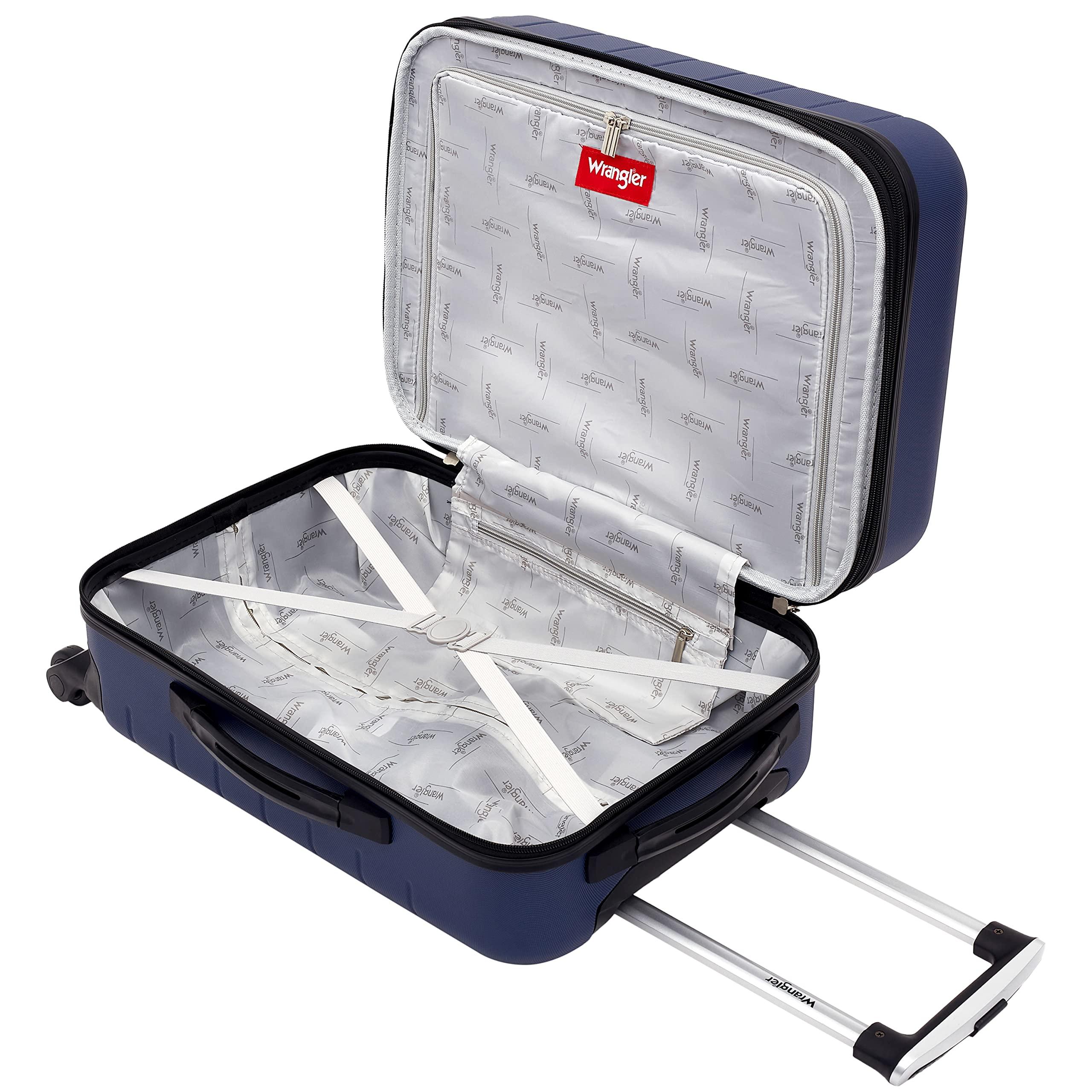Wrangler Smart Luggage Cup Holder and USB Port, Navy Blue, 2 Piece Set - Image 6