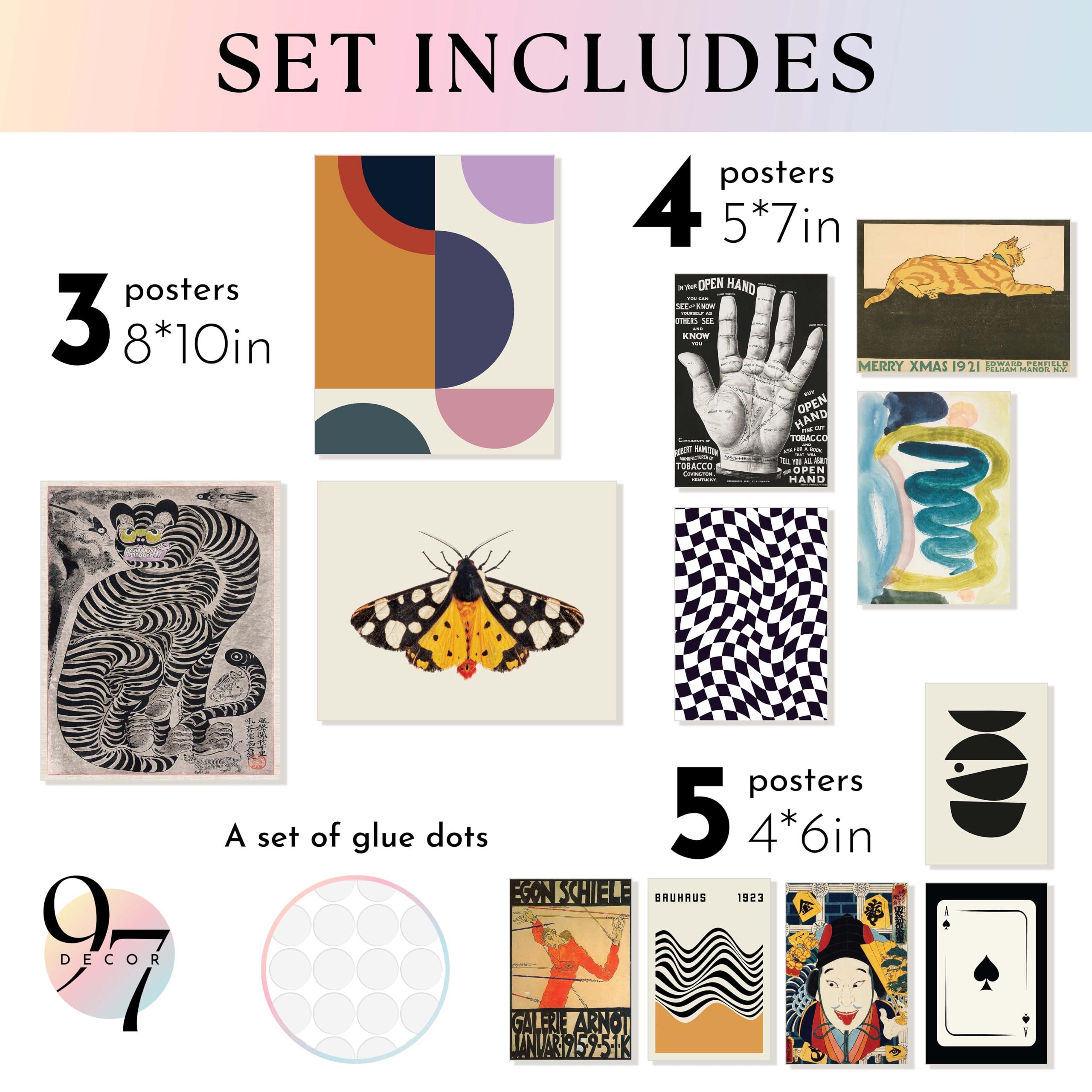 97 Decor Vintage Eclectic Wall Art Collage - Abstract Modern Art Prints For Wall Decor, Cool Funky Pictures Maximalist Paintings Retro Bauhaus Posters Set For Dorm Bedroom Home Decorations (Unframed) - Image 2