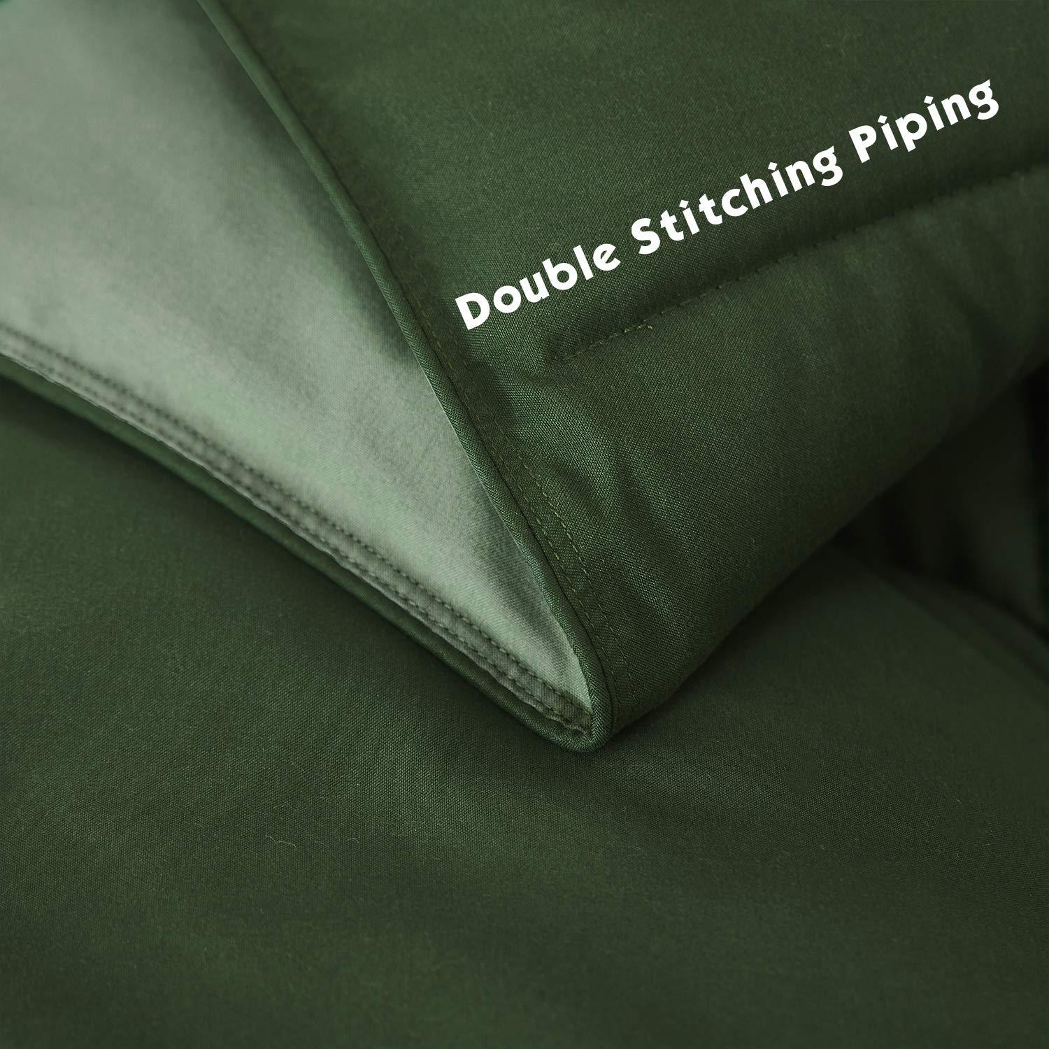 HIG 3pc Green Queen Size Comforter Set - All Season Reversible Down Alternative Comforter with Two Shams - Quilted Duvet Insert with Corner Tabs - Box Stitched Blanket - Breathable, Soft, Fluffy - Image 6