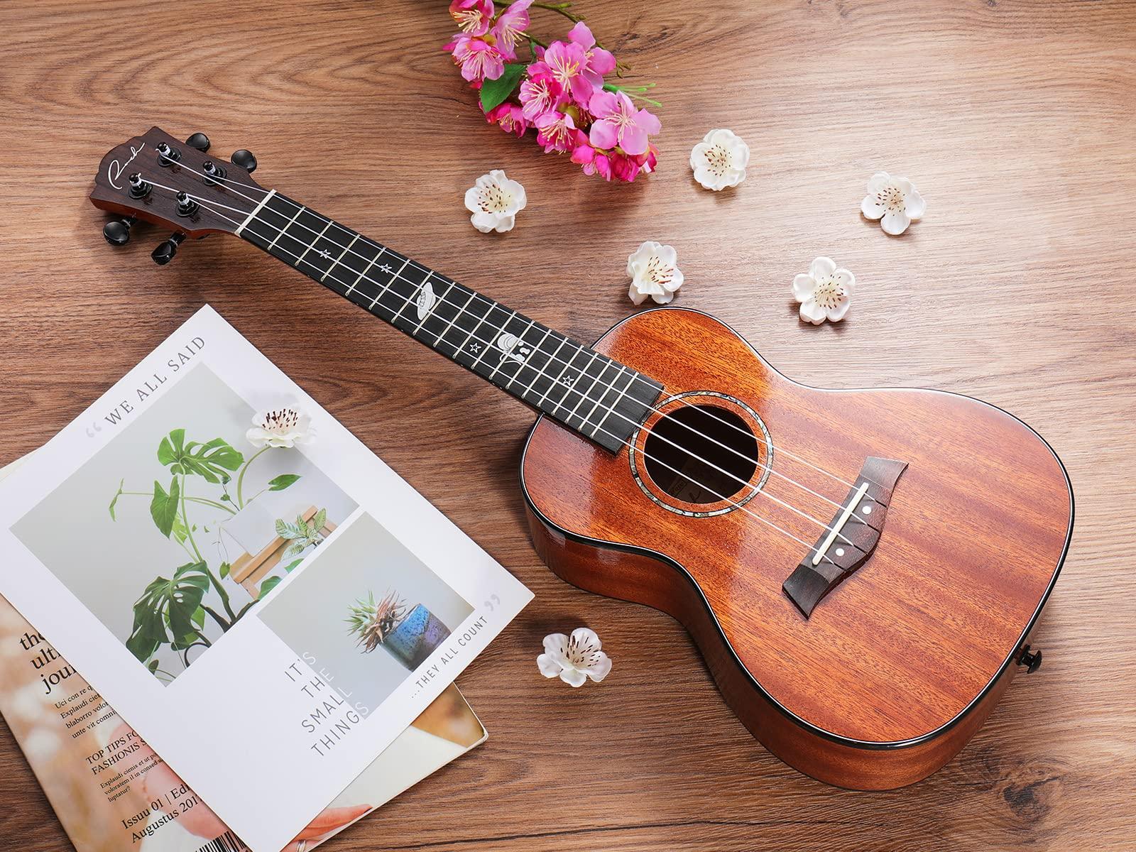 Ranch Concert Ukulele 23 inch Solid Top Ukelele Kit Professional Small Hawaiian Guitar Ukalalee Starter Pack Bundle Gig bag, Tuner, Strap, Aquila String Set, 12 Online Lessons - Glossy - Image 6