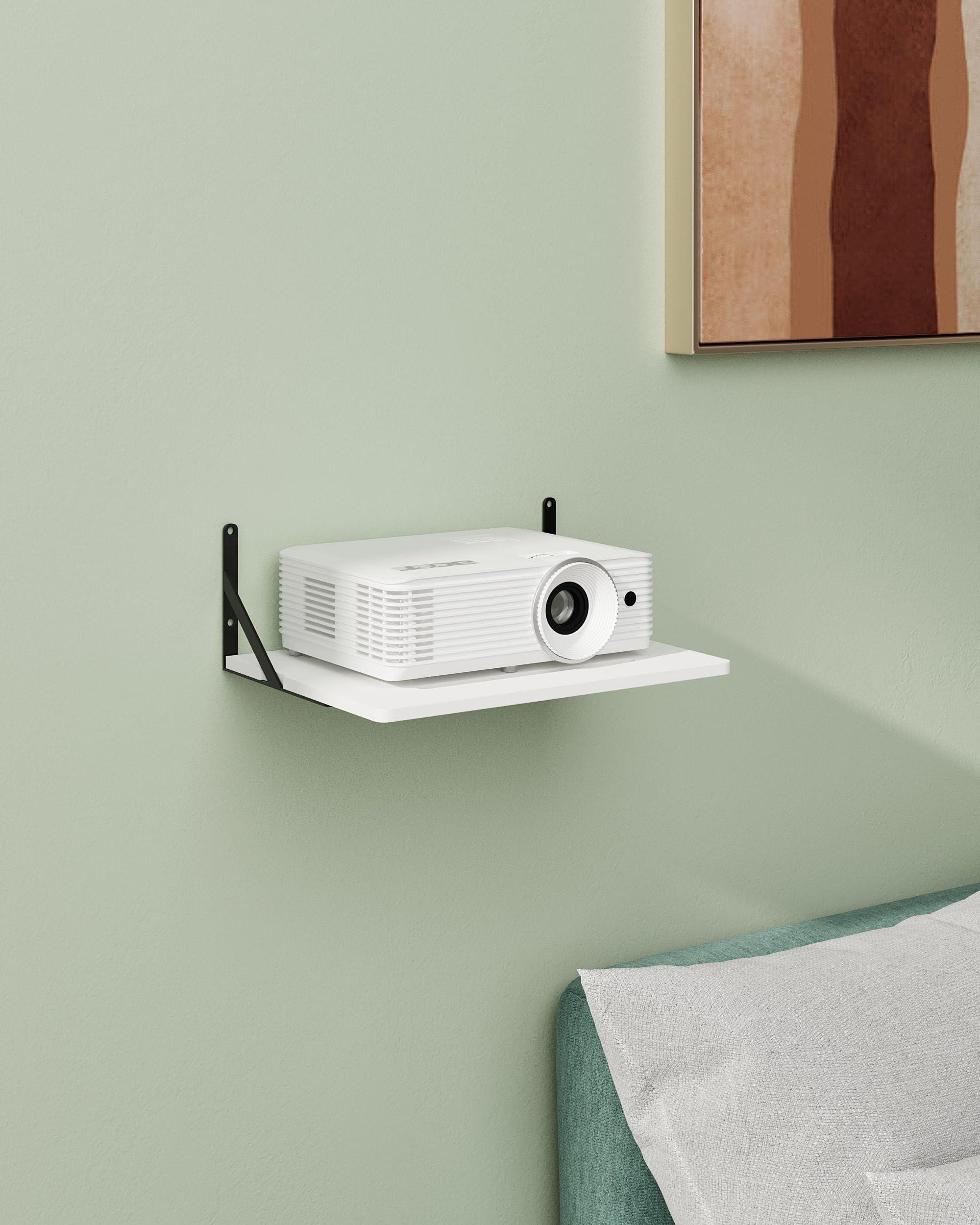 AREAJD Black White Small Mini Projector Shelf for Wall, Cable Box/Router Shelf,Floating Projector Mount, Holder Stand Accessories - Image 5