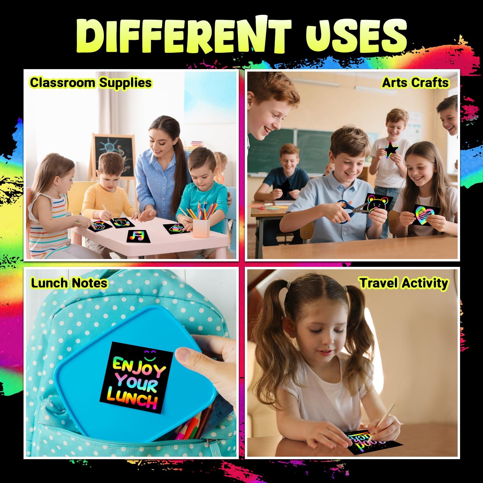 ZMLM Rainbow Scratch Paper Art Crafts Mini Notes Kids Gifts 4 5 6 7 8 9 10 Years Old Girls Boys Students Teens Classroom Prizes Supplies School Birthday Party Travel Toy - Image 7