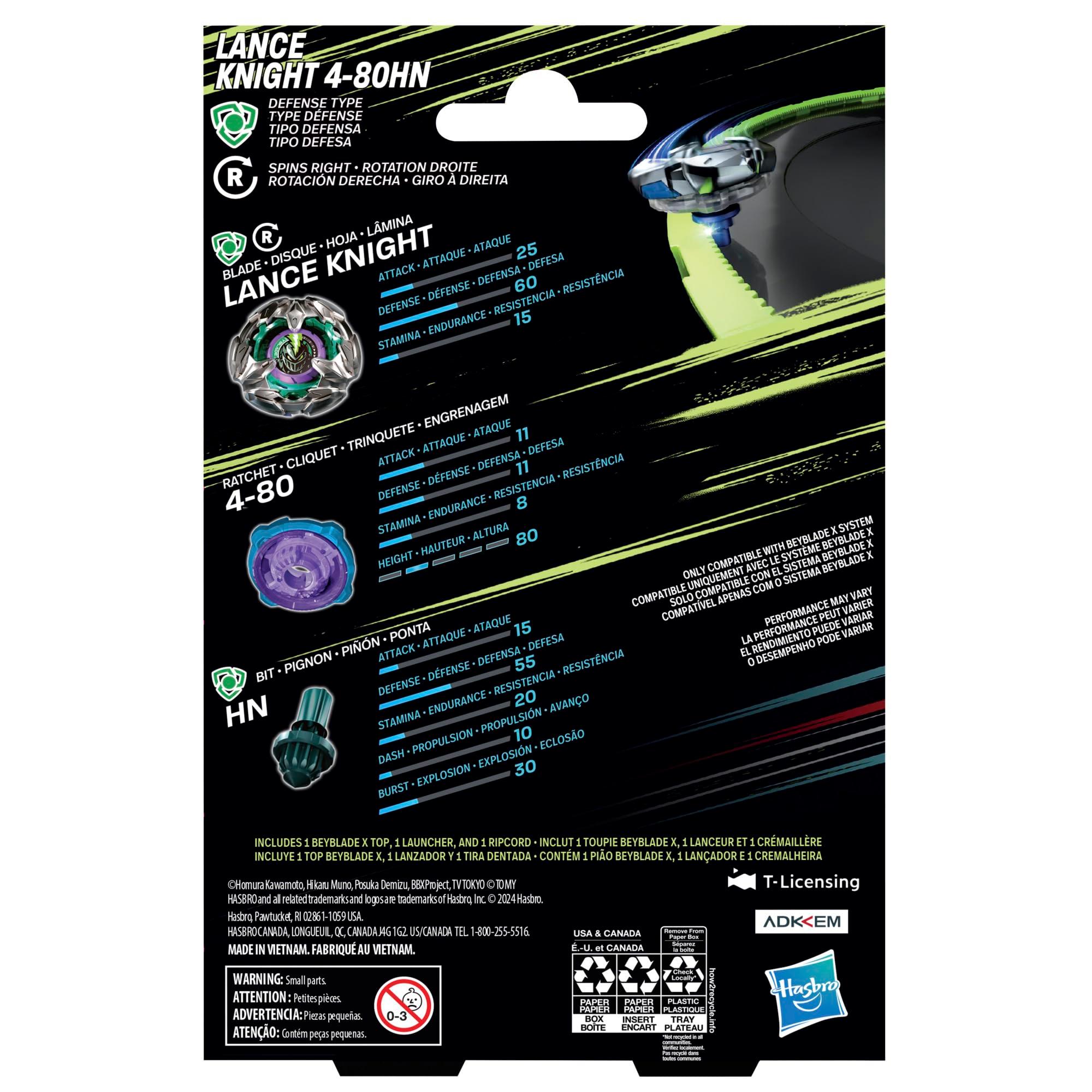 BEYBLADE X Lance Knight 4-80HN Starter Pack Set with Defense Type Right-Spinning Top and Launcher; Battling Top Toys for 8 Year Old Boys and Girls - Image 4