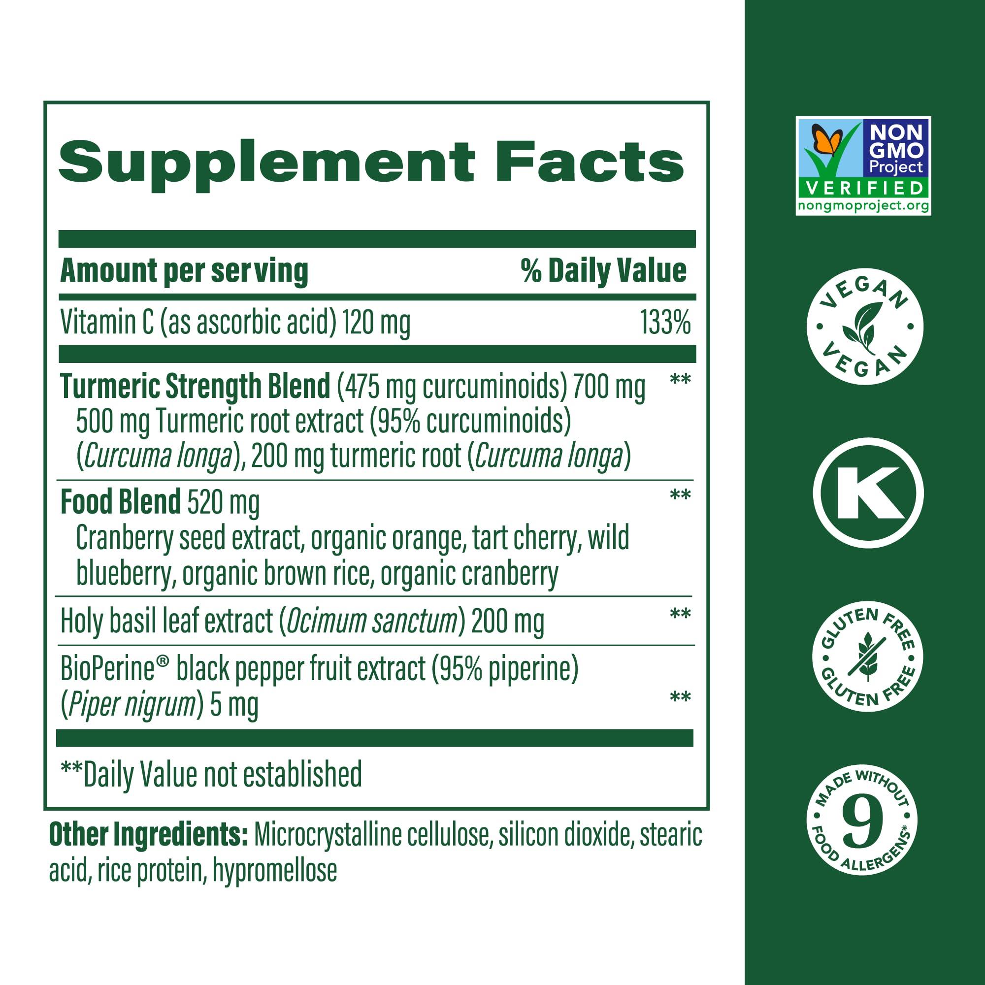 MegaFood Whole Body Turmeric Curcumin Supplement - Turmeric Supplement With Black Pepper & Vitamin C - 475 mg Curcuminoids Per Serving - Antioxidant & Immune Support - Vegan - 120 Tablets, 60 Servings - Image 3