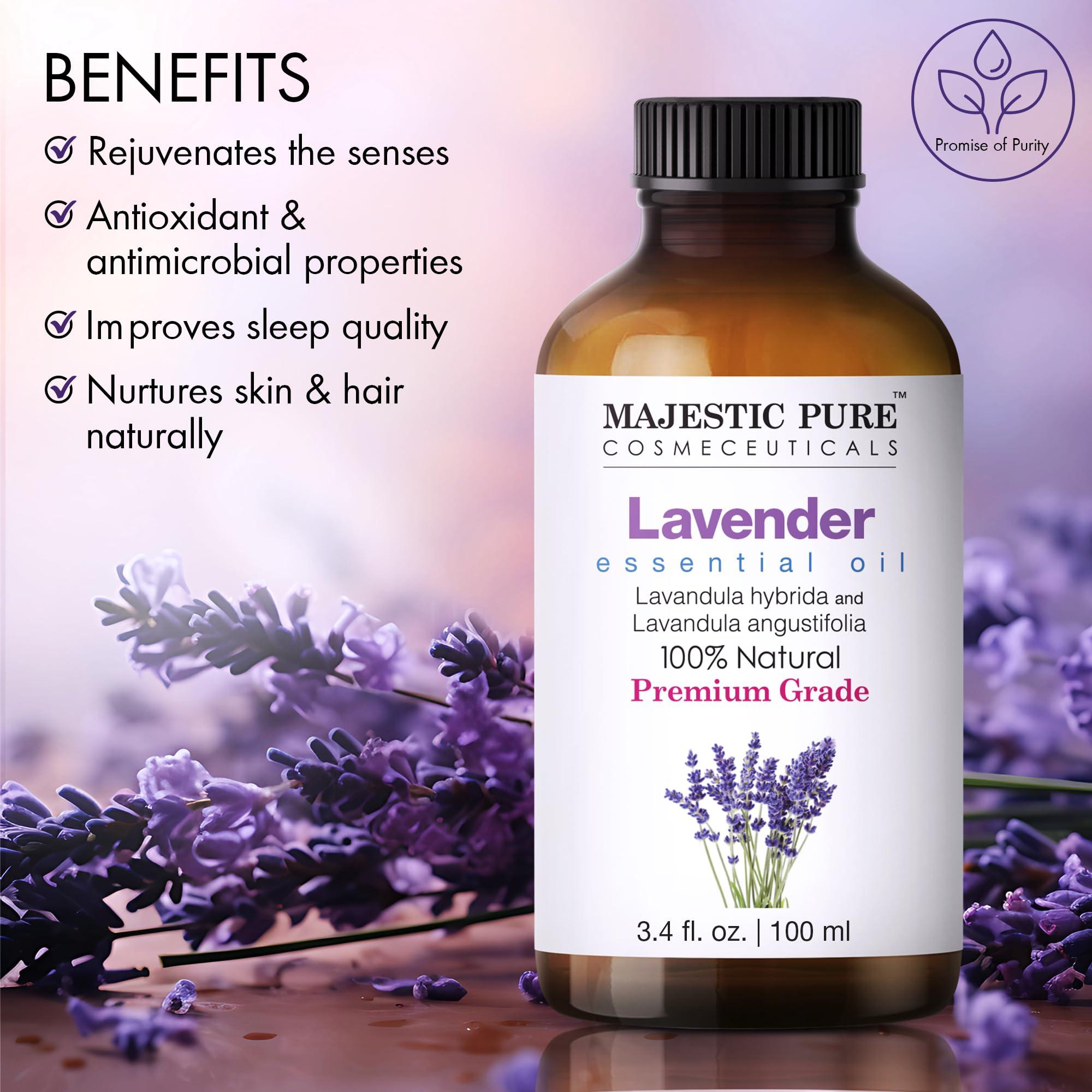 Majestic Pure Lavender Essential Oil with Glass Dropper | 100% Pure and Natural Lavender Oil | Premium Grade Essential Oils for Diffusers, Skin, Aromatherapy, Massage | 4 Fl Oz - Image 2