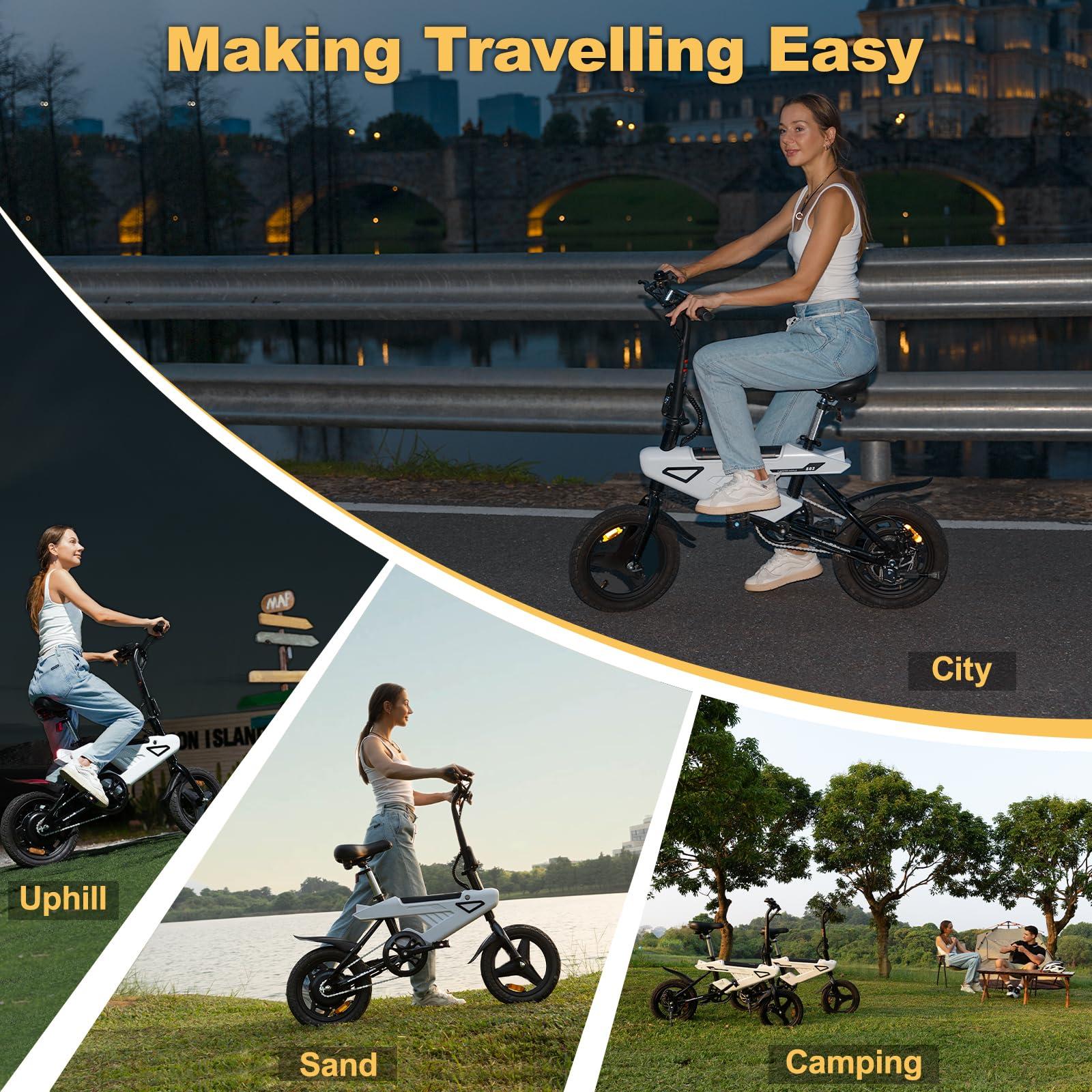 ESEPOWER Folding Electric Bike for Adults,Max Speed 20Mph, 500W Peak Motor & Portable,14" Electric Bicycles with 36V & 6.4 Ah Lithium Removable Battery,20 Miles PAS Range - Image 6
