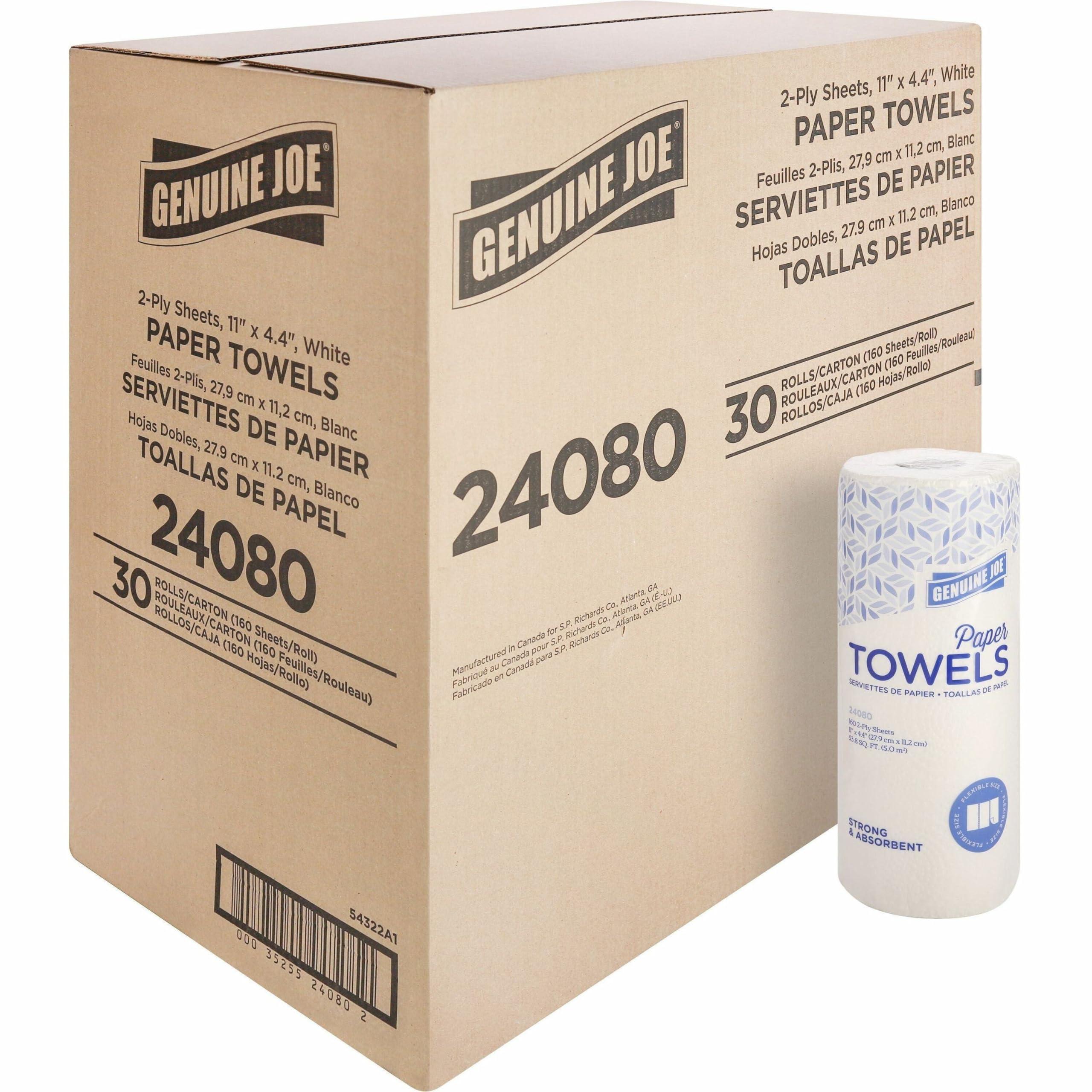 Genuine Joe-GJO24080 2-Ply Household Roll Paper Towels (Pack of 30) - WHITE