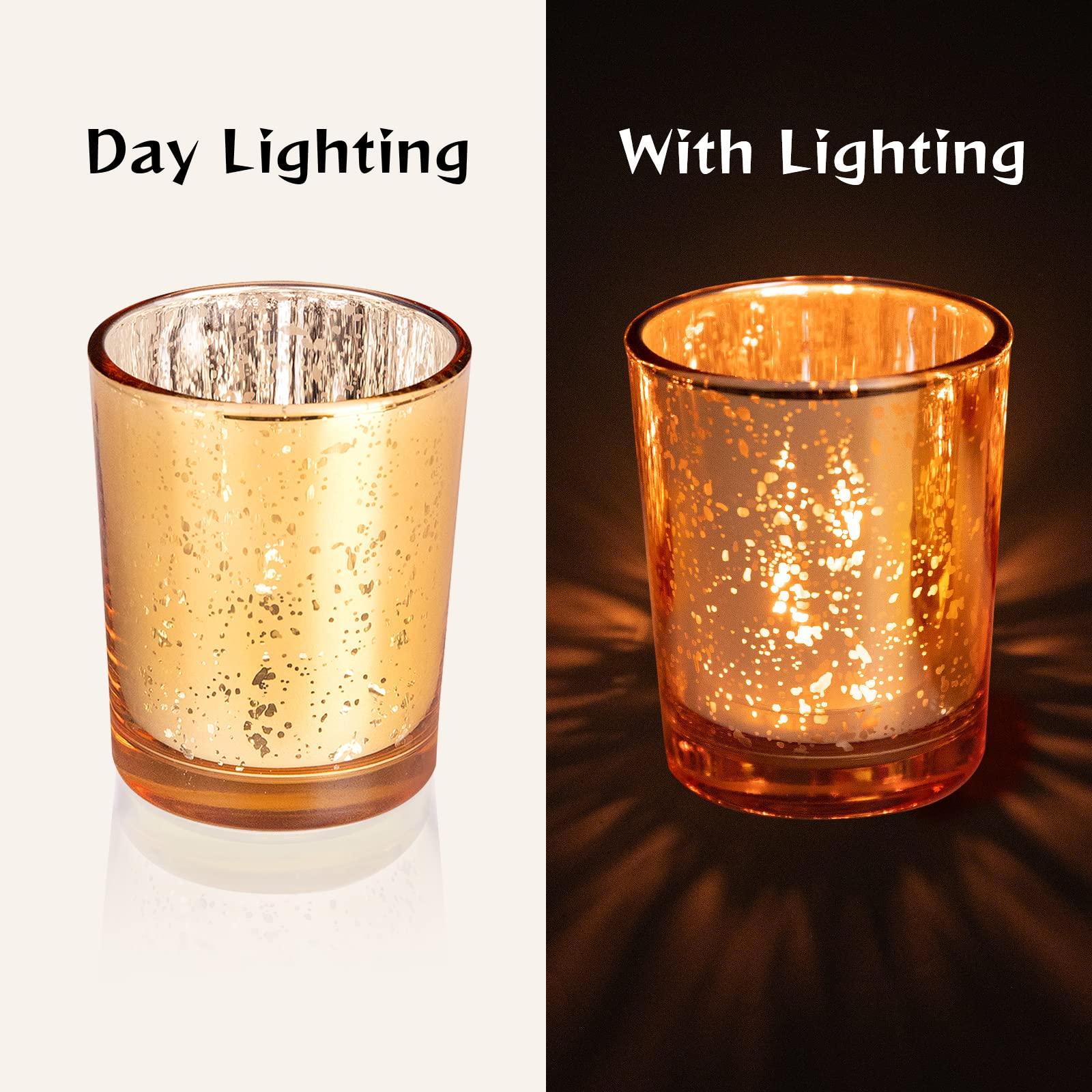 FREDOM Gold Tealight Candle Holder Set of 36 Mercury Glass Votive Candle Holders for Wedding Table Centerpiece Thanksgiving Christmas Party Decoration Home Decor - Image 3