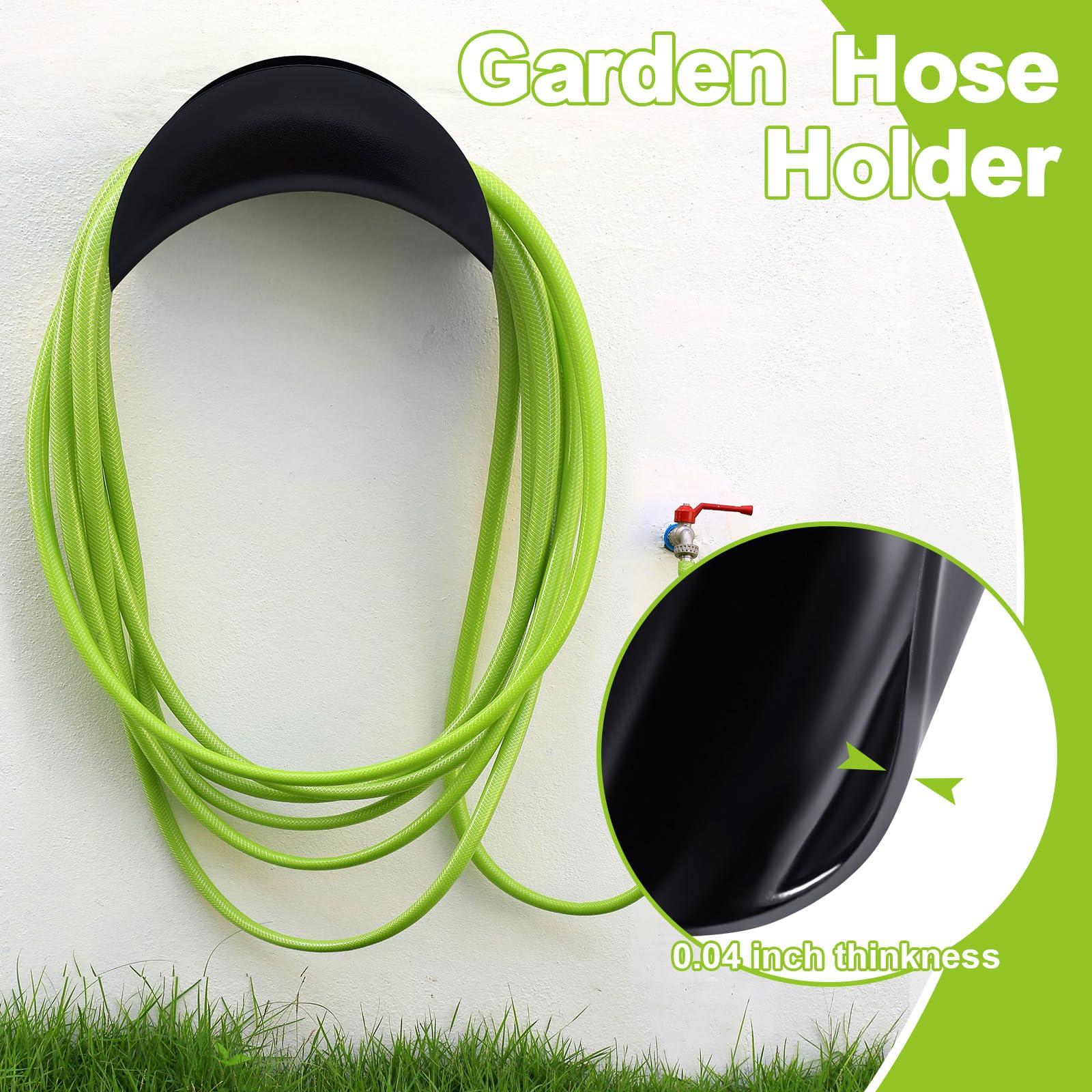 Thyle 6 Pcs Garden Hose Holder Heavy Duty Water Hose Holder Wall Mount Metal Rustproof Black Rack Storage Organizer Brackets for Outside Garden Yard Lawn - Image 4