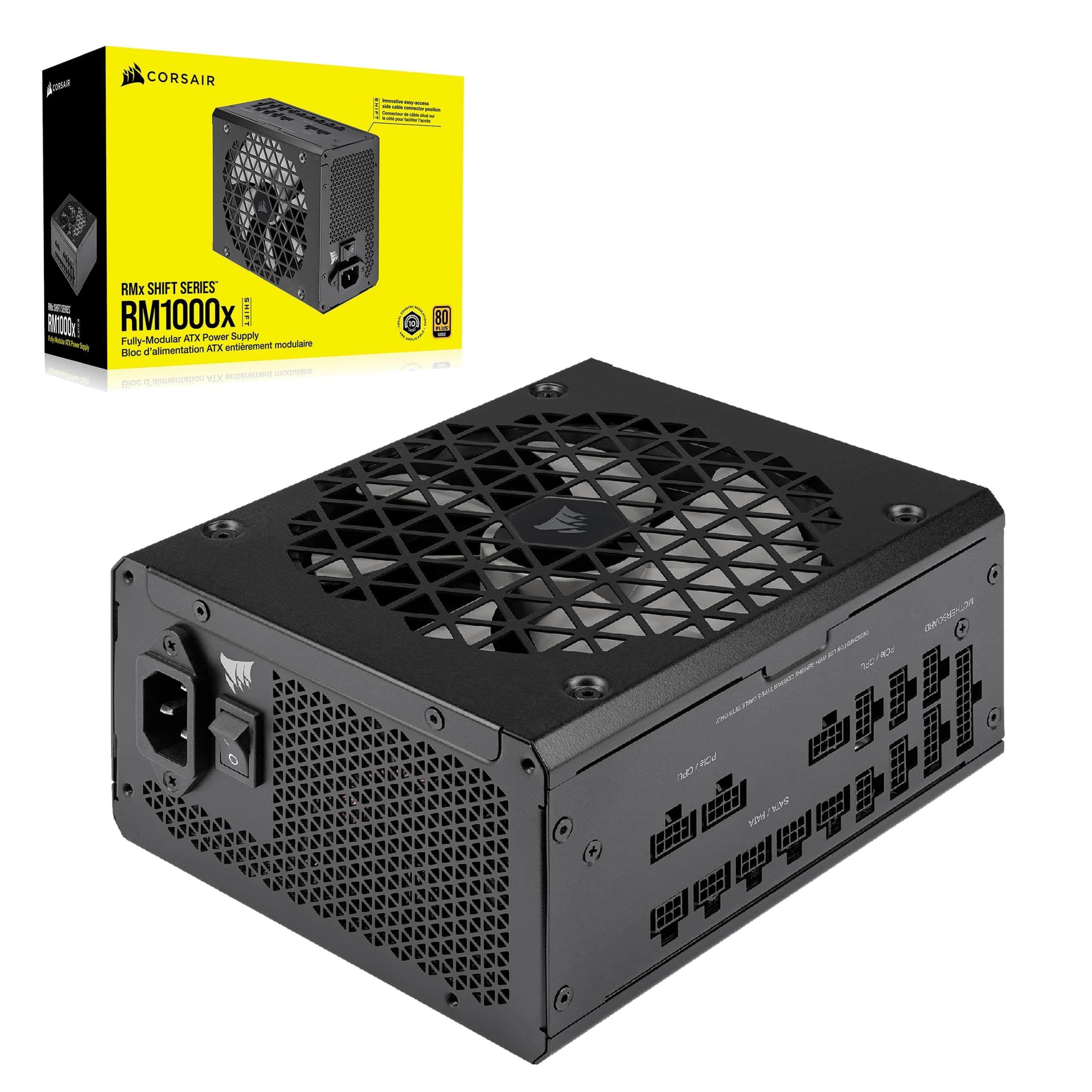 Corsair RM1000x Shift Fully Modular ATX Power Supply - Modular Side Interface - ATX 3.1 & PCIe 5.1 Compliant - Zero RPM Fan Mode - 105°C-Rated Capacitors - 80 Plus Gold Efficiency - Black
