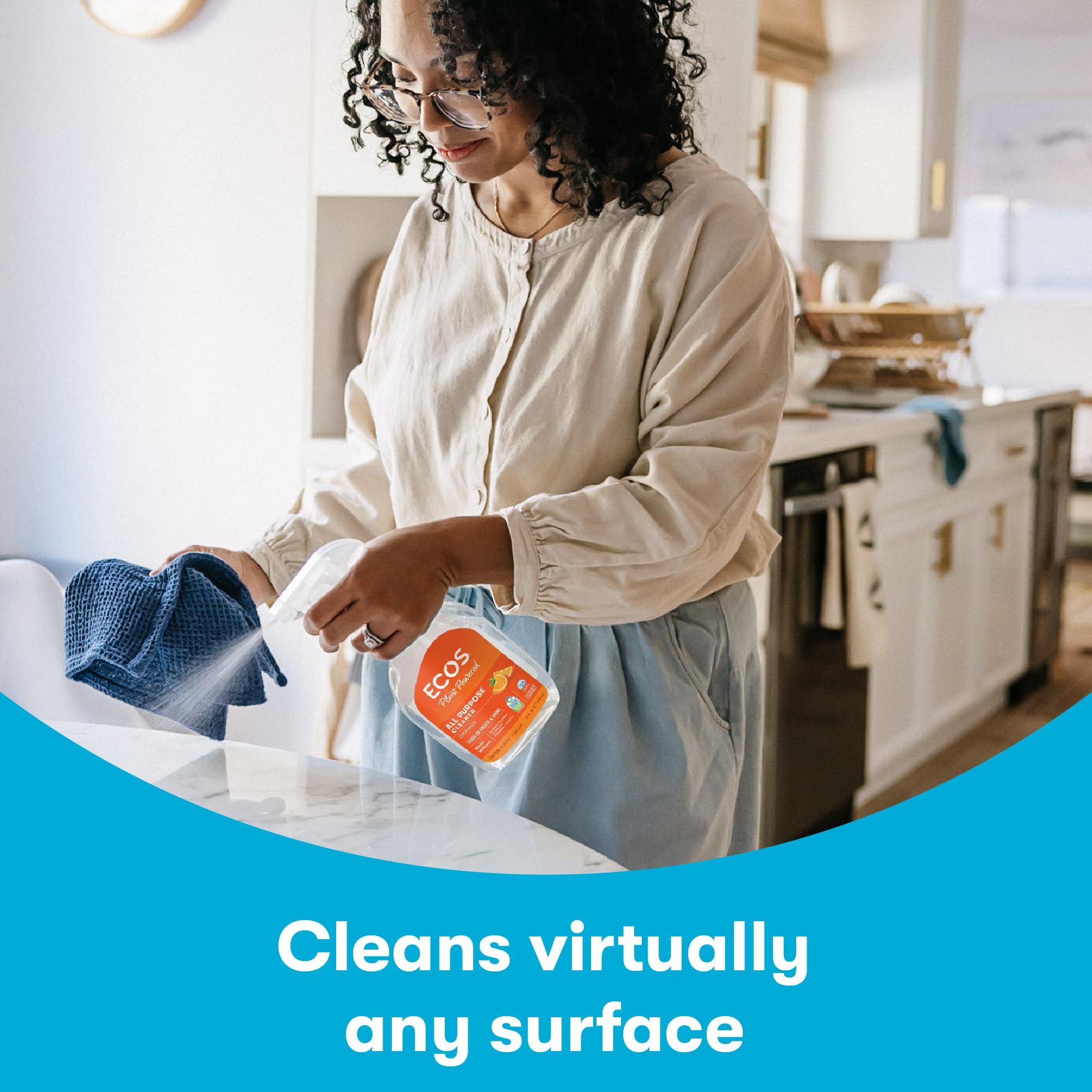 ECOS Plant-Based Multi-Surface Cleaner Spray, No Harsh Chemicals - For Counters, Glass, Tile, and More, Orange, 22 Fl Oz, Pack of 2 - Image 4