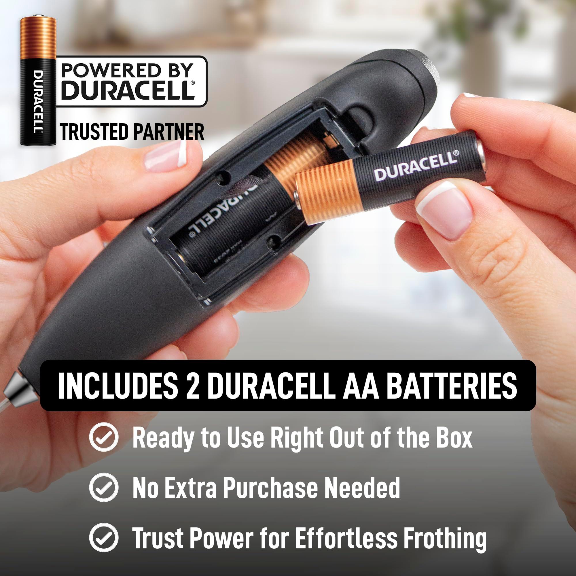 Zulay Kitchen Powerful Milk Frother Wand With 2 Duracell Batteries - Ultra Fast Handheld Drink Mixer - Electric Whisk Foam Maker for Coffee, Lattes, Cappuccino, Matcha, Hot Chocolate & Creamer - Black - Image 5