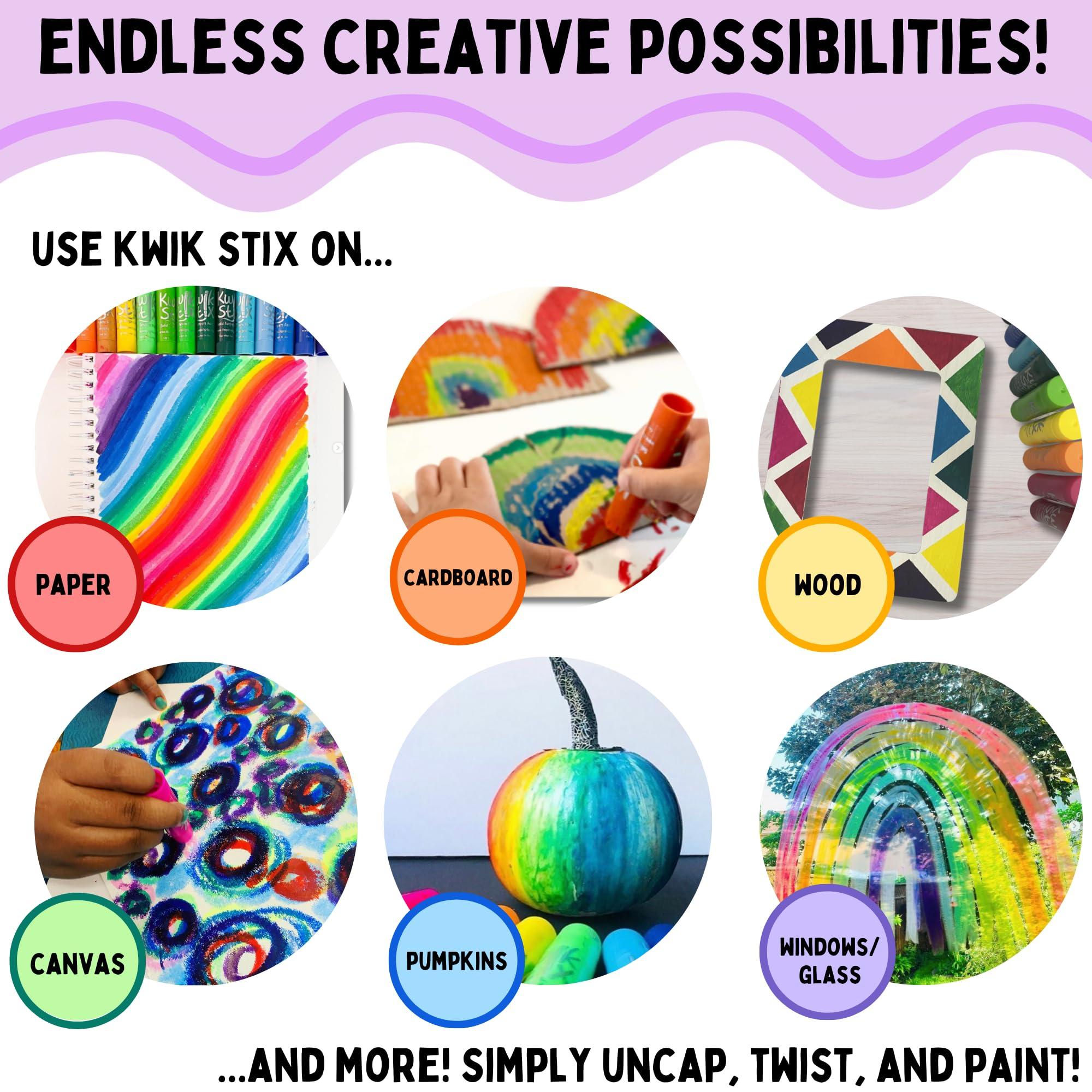 Kwik Stix Solid Tempera Paint Sticks, 24 Colors, Washable Paint Sticks for Kids, Non-Toxic, Quick Drying, Allergen Free, Comes in Classic, Metallic, & Neon Colors, Ideal for Kids and Toddlers - Image 5