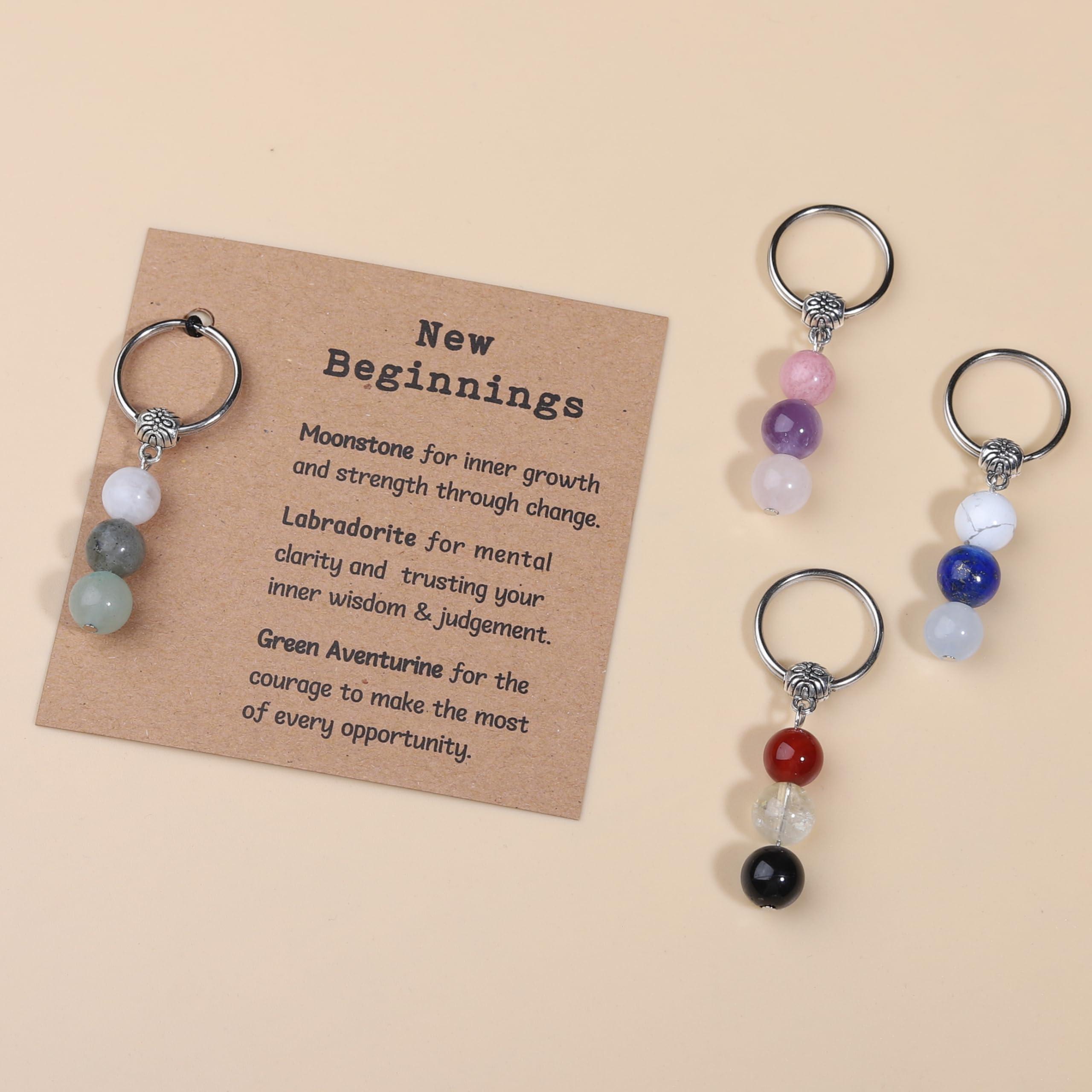 GINAZL Natural Crystals Keychain Gift for New Beginnings, Small Healing Stones Keychain for Anxiety Relief. Healing Crystals - Image 5