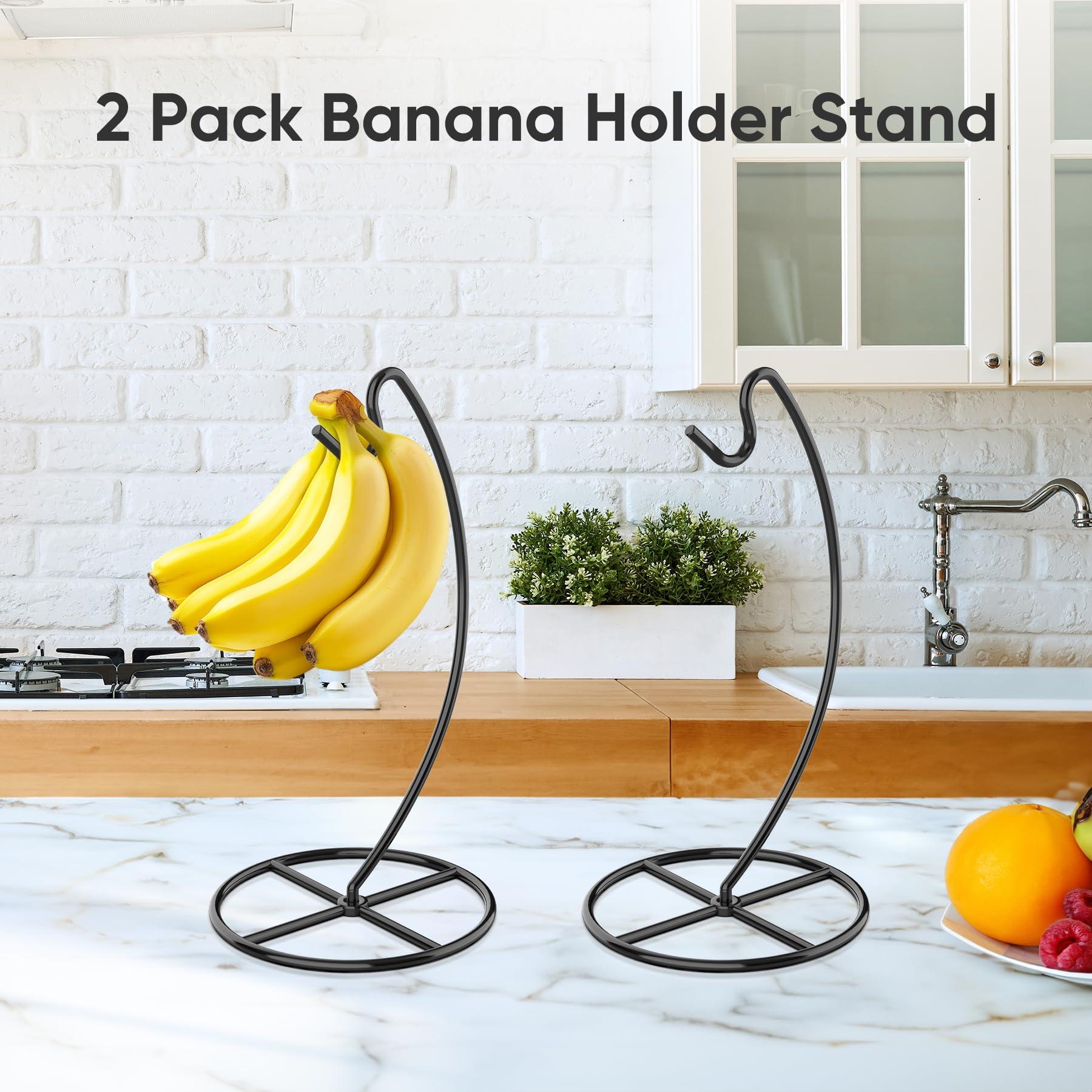 Beesini 2 Pack Banana Holder, Banana Tree Stand Metal, Banana Stand Holder, Holds Up to 15LB Banana or Grape, Banana Rack for Kitchen Counter, Black - Image 9