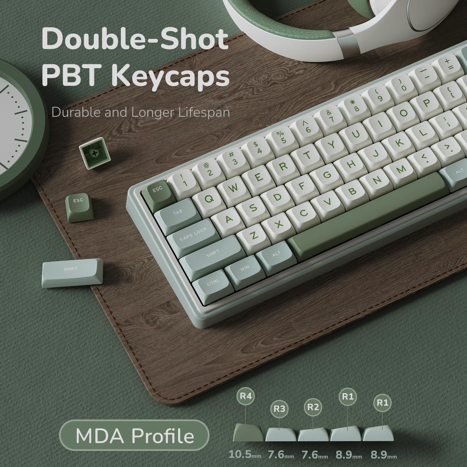 RK ROYAL KLUDGE R65 Wired Mechanical Keyboard, 60% Percent Creamy Gaming Keyboard Gasket Mount RGB Backlit with Programmable Knob, MDA Profile PBT Keycaps, QMK/VIA, Hot Swappable Linear Switch, Cyan - Image 4