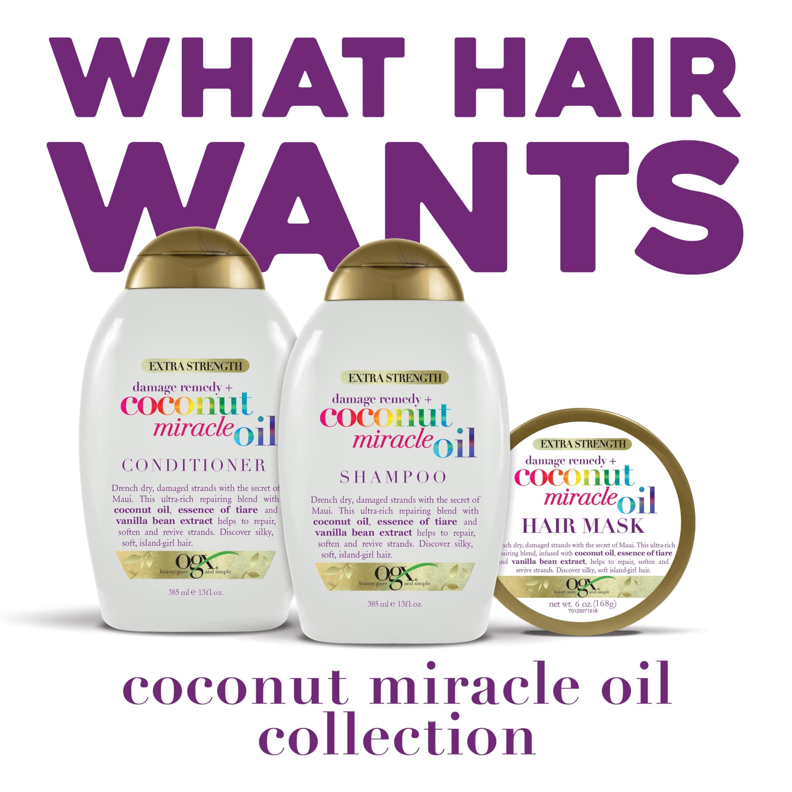 OGX Extra Strength Damage Remedy + Coconut Miracle Oil Conditioner for Dry, Frizzy or Coarse Hair, Hydrating & Flyaway Taming Conditioner, Paraben-Free, Sulfate-Free Surfactants, 25.4 Fl Oz - Image 5