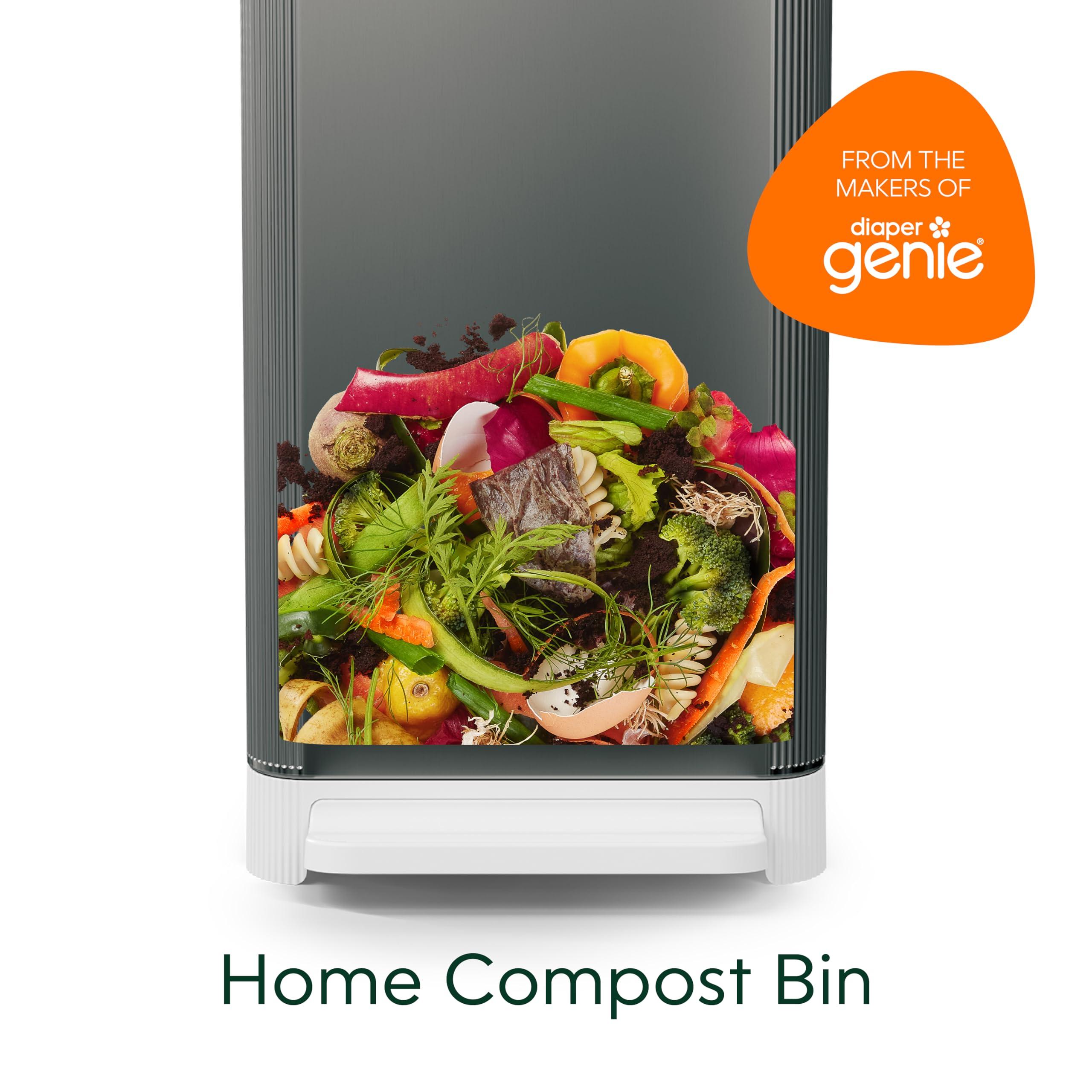 Compost Genie Kitchen Compost Bin, Silver Stainless-Steel Large, 3.6 Gallon, Indoor Odorless Composting, Hands-Free, Washable Parts, Includes 8 Tear-Off Compostable Bags and 4 Carbon Filters - Image 4