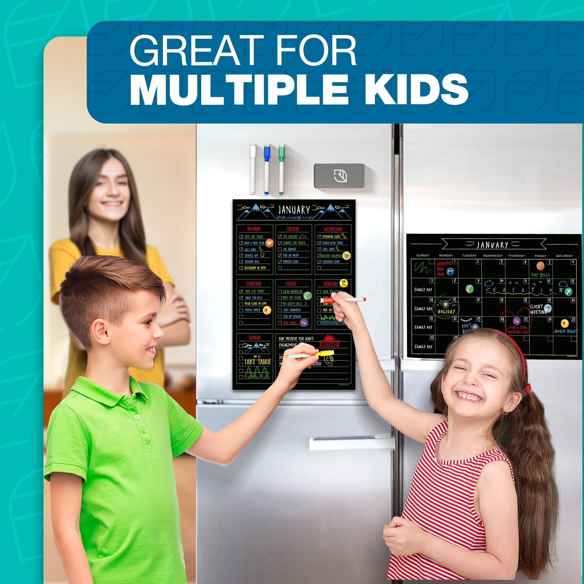 Magnetic Chalkboard Calendar for Fridge - [11" x 17"] - Large Reusable Refrigerator Magnet Calendar - Ideal Kitchen Menu Organizer & Vision Board for Efficient Planning - Image 4
