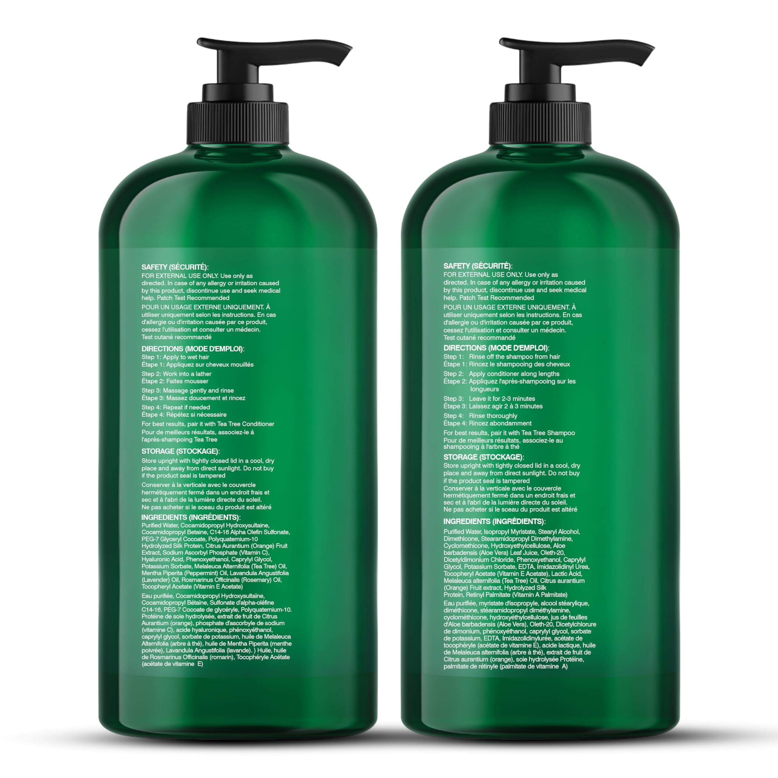 Botanic Hearth Tea Tree Shampoo and Conditioner Set - with 100% Pure Tea Tree Oil, for Itchy and Dry Scalp, Sulfate/Paraben Free - for Men and Women - 16 fl oz each - Image 2
