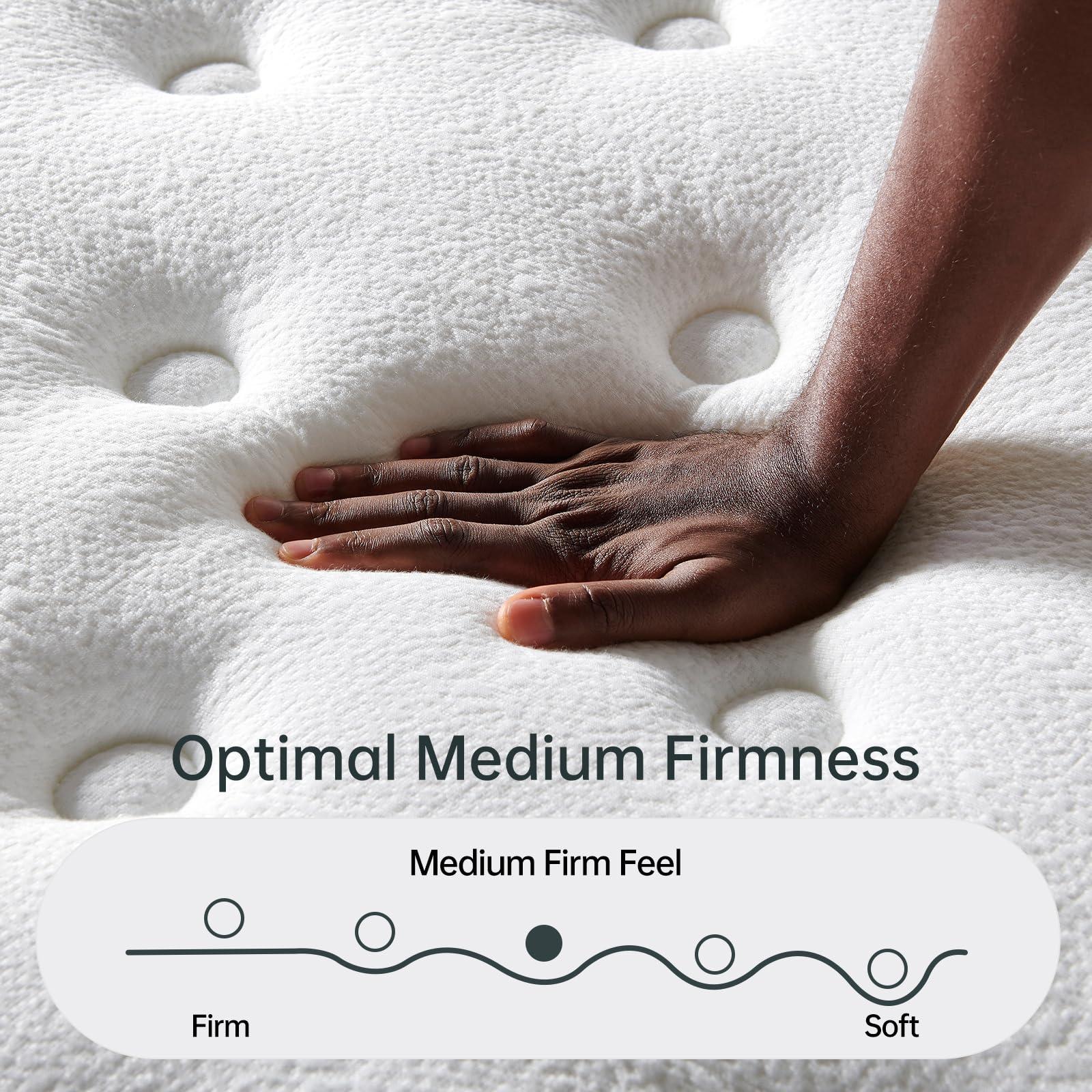 DCOOLAULTRA Twin Mattress 10 Inch,Medium Firm Hybrid with Memory Foam& Individually Wrapped Pocket Coils for Support,CertiPUR-US Certified,Fiberglass-Free - Image 3