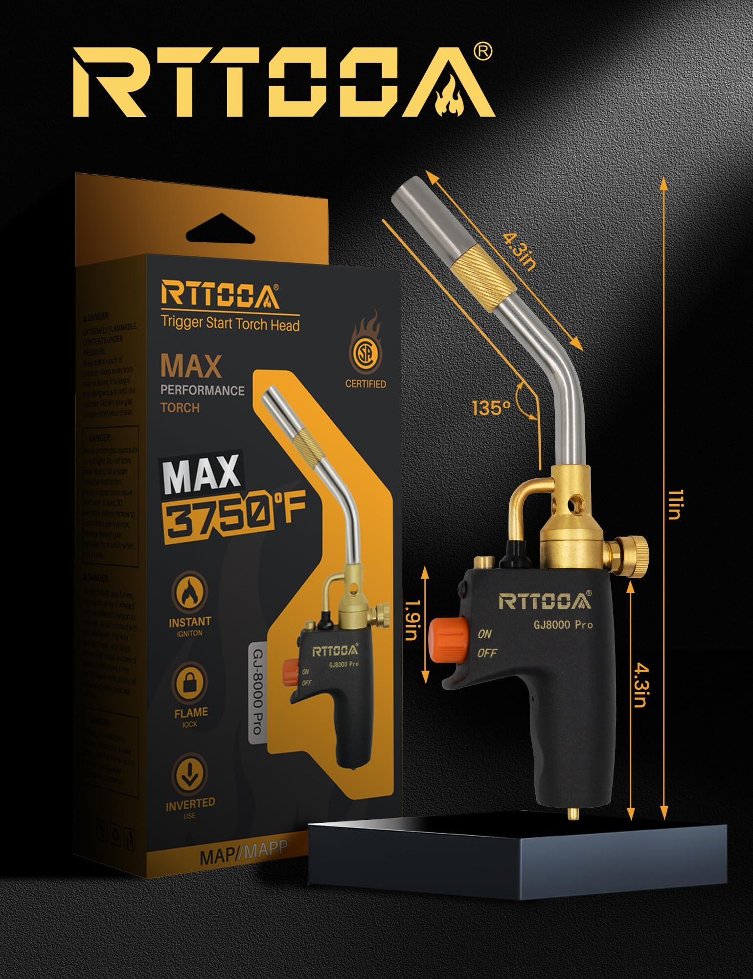 RTTOOA Propane Torch Head, GJ-8000pro High Intensity Torch Head, Trigger Start Gas Torch Kit for Propane, Pencil Flame Welding Torch Fuel by Mapp/Map/Propane, Soldering, Cooking（CSA Certified) - Image 7