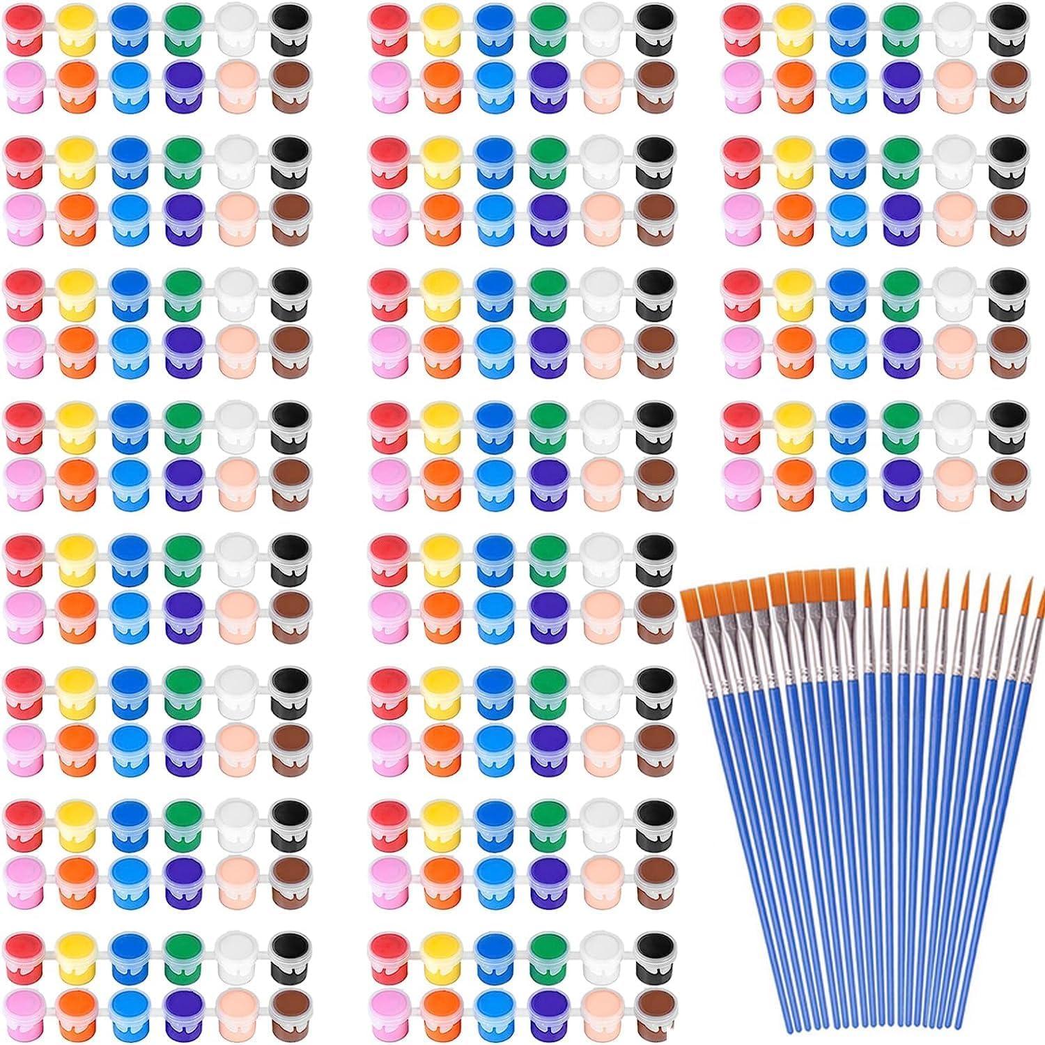 280 Pcs Washable Acrylic Paint for Kids Arts and Crafts, 20 Gouache Watercolor Paint Sets of 12 Colors for Party Classroom Painting Supplies, 20 Flat and 20 Pointed Brushes (COLOR-1)