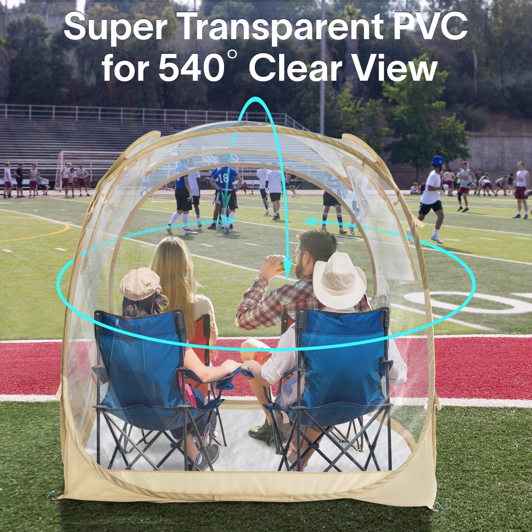 EighteenTek Pod All Weather Sports Tent with Sealed Floor - Instant Tent Shelter - Outdoor Bubble Tent - Rain Tent Camping Sun Shelter Pop Up Clear, Patent Pending for Sports Events Fishing Cheering - Image 6