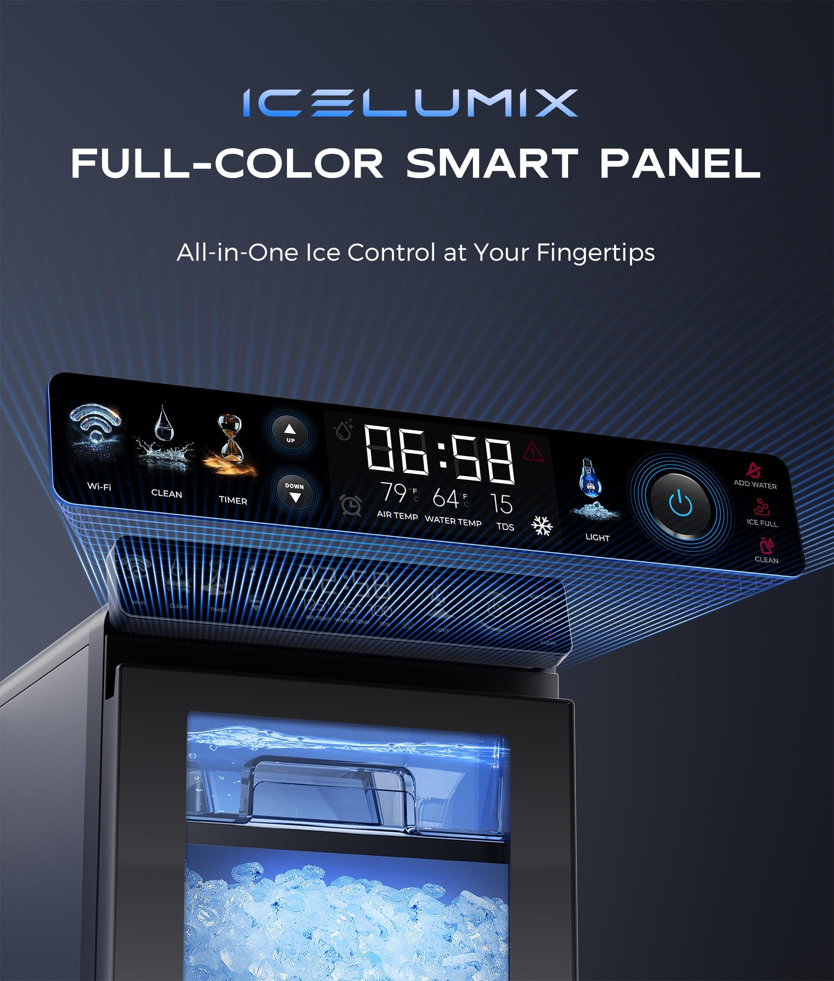 ecozy Nugget Ice Maker Countertop, Smart Pebble Ice Machine with APP Control, 44 lbs/24H Soft Pellet Chewable Ice with Self-Cleaning, Stainless Steel - Image 2