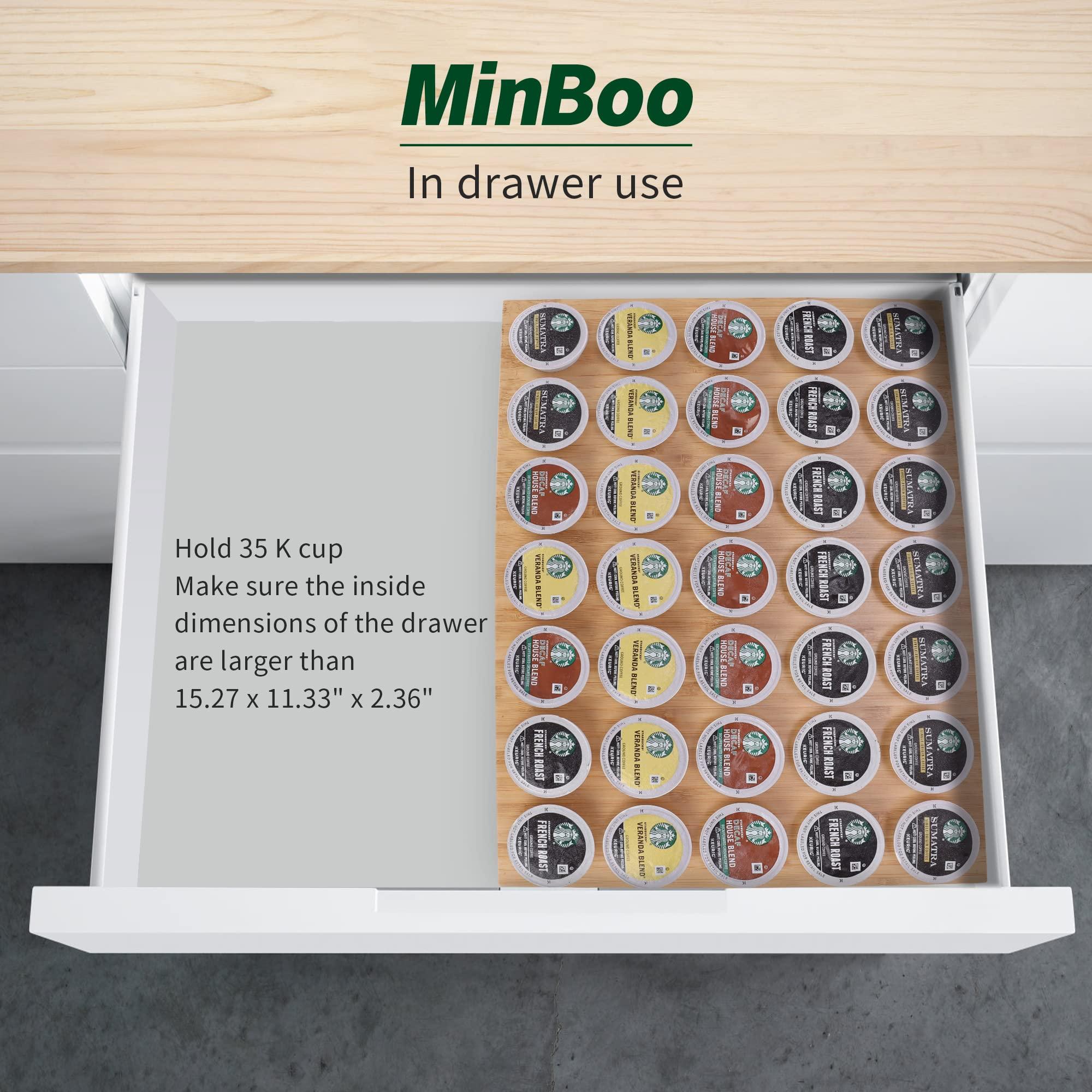 MinBoo BamBoo k cup holder Drawer or Countertop k cup Organizer Coffee Pod Holder Hold 35 Coffee Pod Storage Kcup coffee pods holder for coffee station Office and Kitchen k cup storage - Image 3