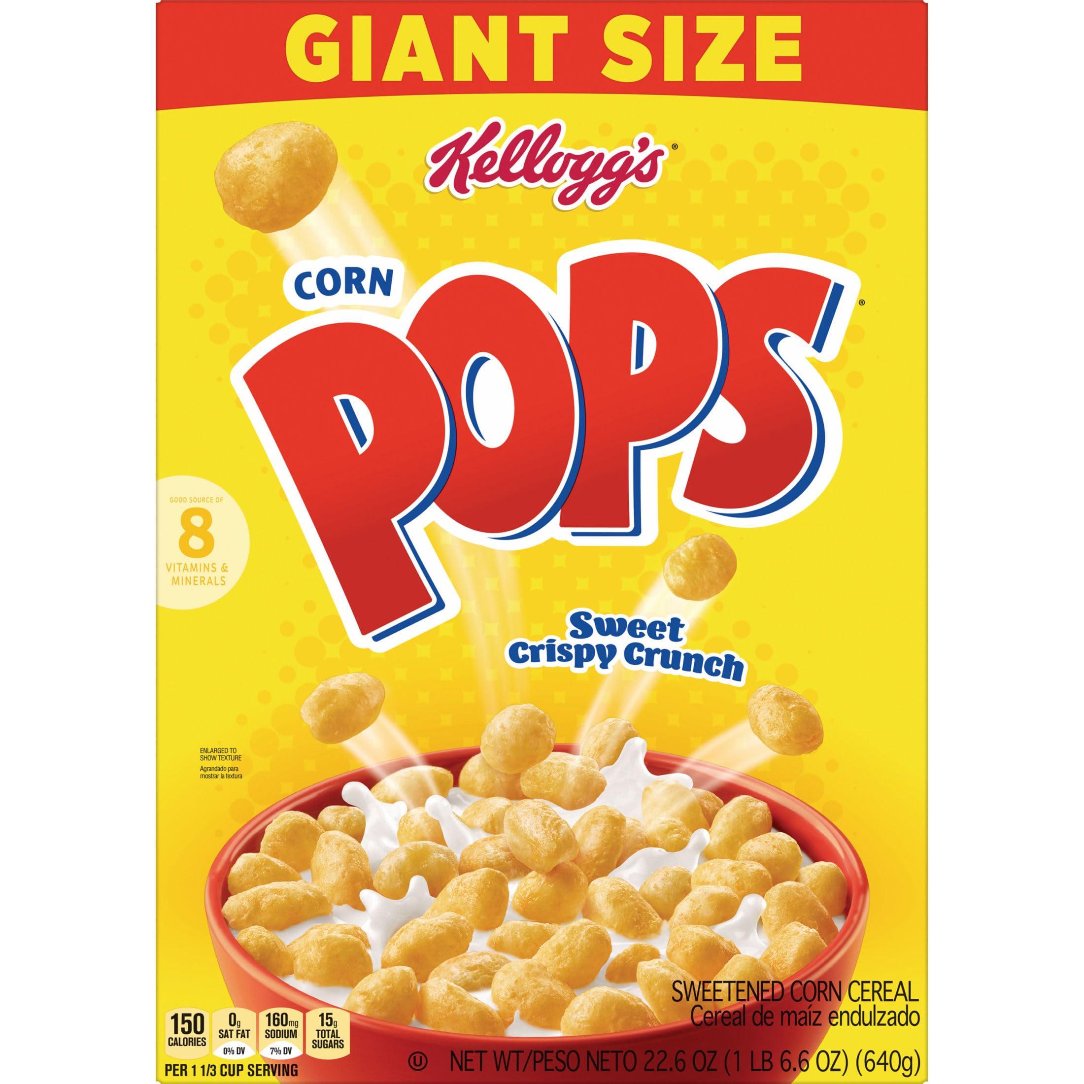 Kellogg's Corn Pops Breakfast Cereal, 8 Vitamins and Minerals, Kids Snacks, Giant Size, Original, 22.6oz Box (1 Box) - Image 6
