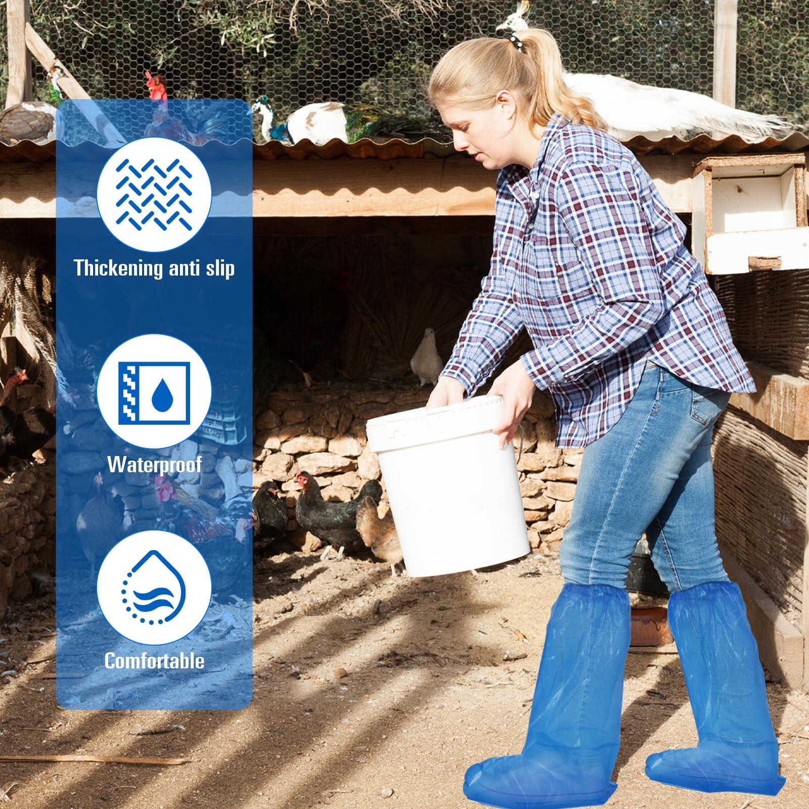 Disposable Thicker Boot and Shoe Covers 100 Pcs (50 Pairs), 19 inch Tall, Extra Large, Waterproof Anti-Slip Overshoe, Outdoor Indoors Cover Rainy Day Use (Blue) - Image 6