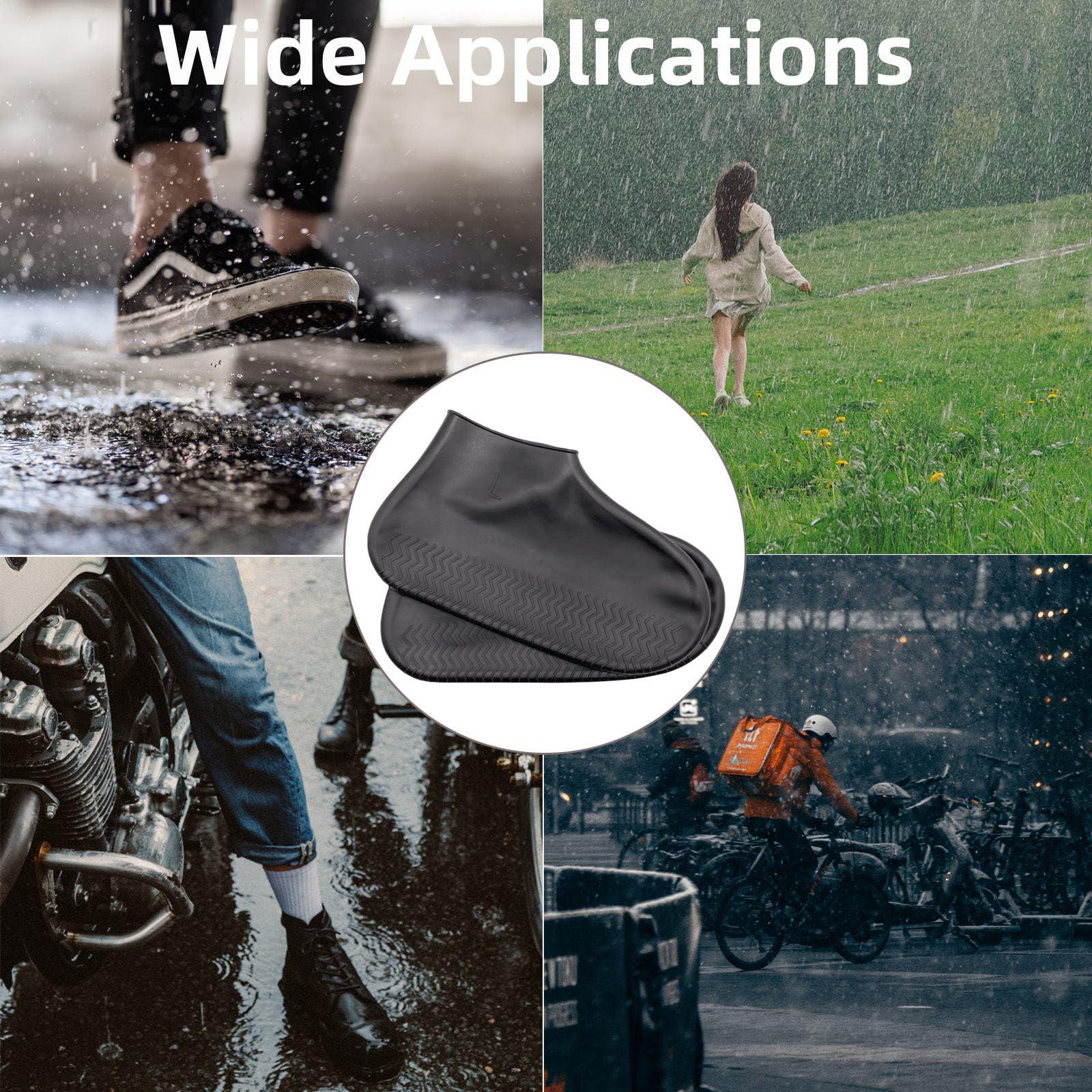 LSDWL Waterproof Shoe Covers 2 Pairs,Rain Shoe Covers Reusable Silicone Non Slip Shoe Covers for Outdoor,Rain Shoe Covers for Women and Men (Black, Large) - Image 6
