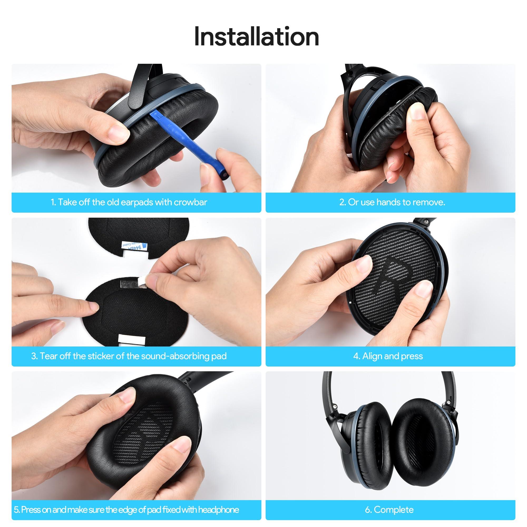 Replacement Earpads Headphone for Bose Quietcomfort 35 QC25 QC15 Ae2 SoundLink, Memory Foam Soft Soundtrue Earpads Cushions for Bose Headphones, Comfortable Thickness - Image 4
