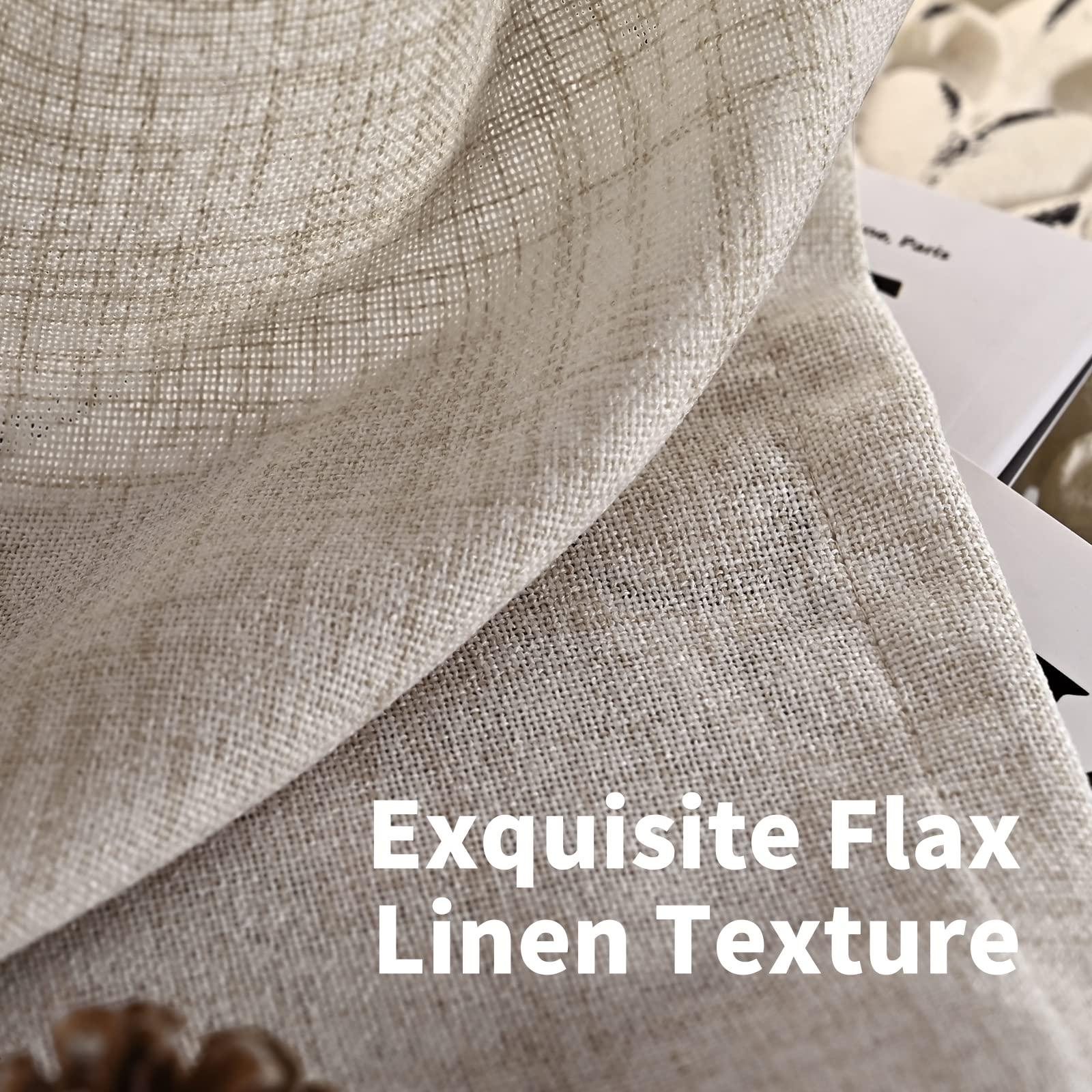 YoungsTex Natural Linen Curtains 72 Inch Length 2 Panels for Living Room - Semi Sheer Drapes Light Filtering with Rod Pocket Beige Window Treatments for Bedroom Dining Rustic Back Tab, 52 X 72 Inch - Image 4
