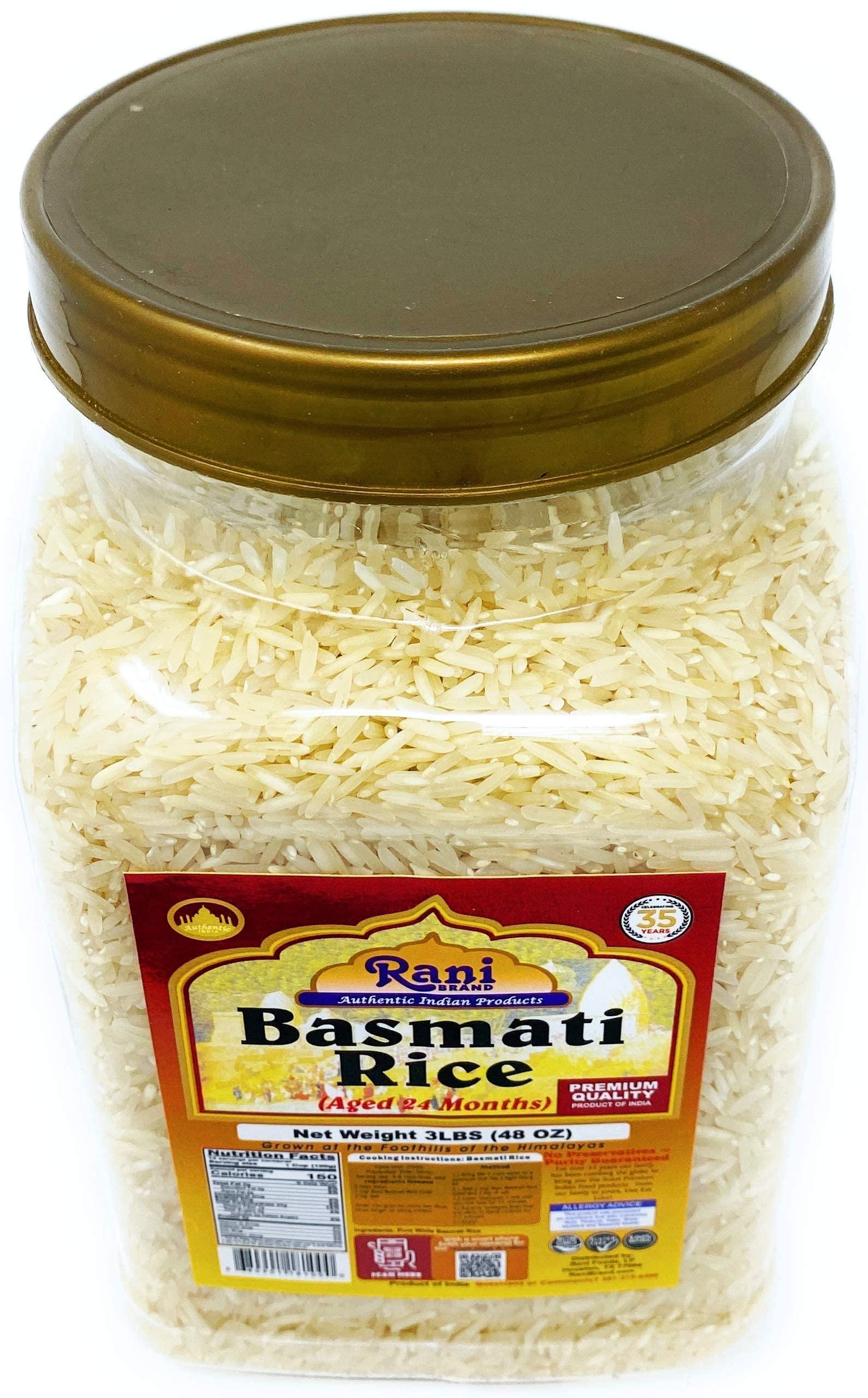 Rani Platinum White Basmati Rice Extra Long Aged 48oz (3lbs) 1.36kg PET Jar ~ All Natural | Gluten Friendly | Vegan | Indian Origin | Export Quality - Image 7