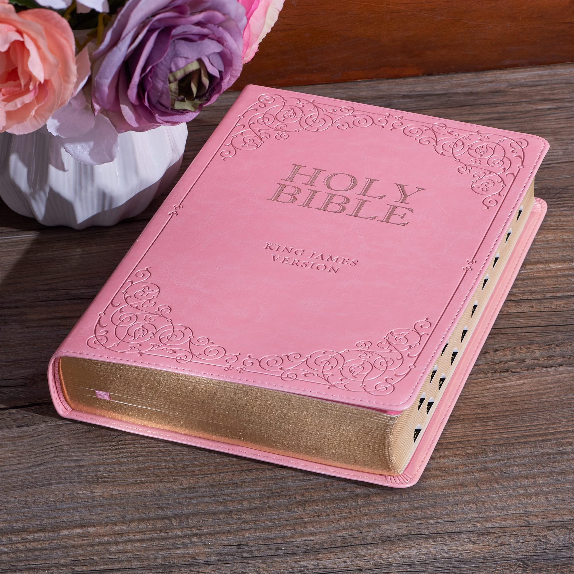 KJV Holy Bible, Giant Print Full-size Faux Leather Red Letter Edition - Thumb Index & Ribbon Marker, King James Version, Pink (KJV Full Size GP Editions) - Image 7