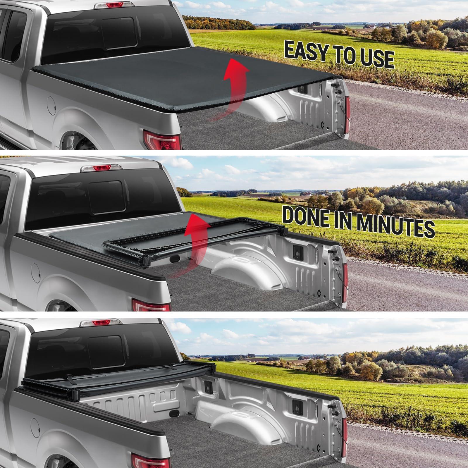 Soft Trifold Bed Cover Compatible with Maverick 2022-2024,4.6ft Truck Tonneau Covers for 2020 2023 2024 Maverick,Pickup Truck Bed Cover for Protect Truck Bed - Image 4
