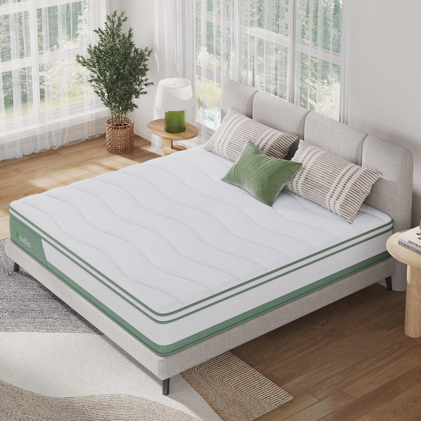 Novilla Hybrid Queen Mattress, 10 Inch 5-Zone Mattress with Gel Memory Foam for Motion Isolation & Durable Support, Midume Firm Mattress Queen in A Box - Image 6