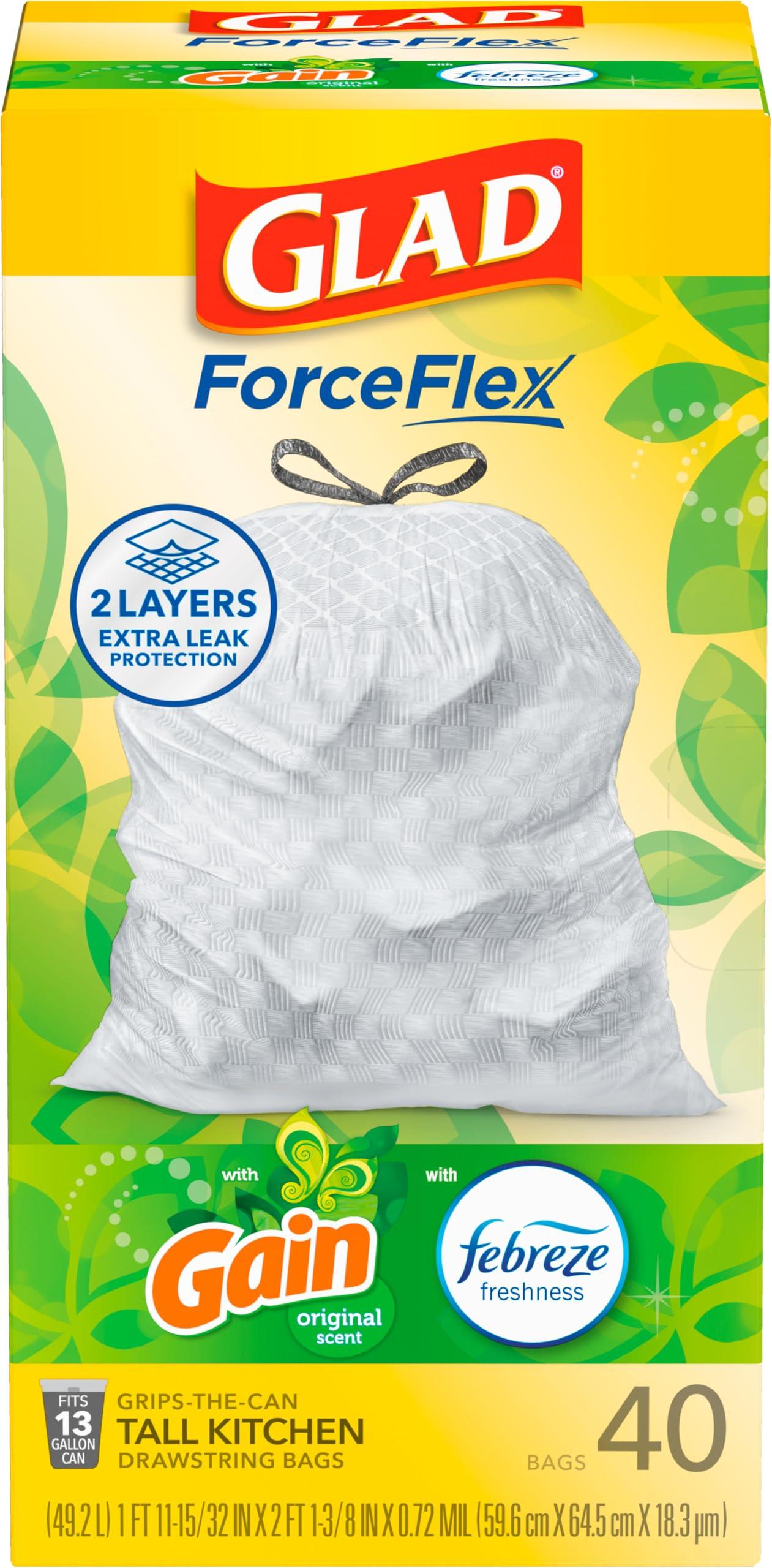 Glad Tall Kitchen Trash Bags 13 Gallon, Gain Original Garbage Bags, Odorshield with Drawstring, 40 Count - Image 9
